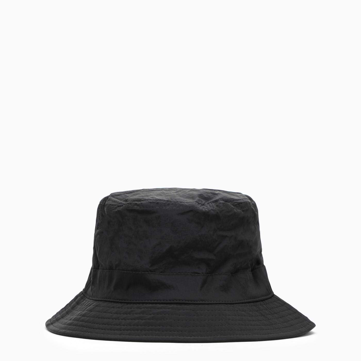 Shop Stone Island Black Bucket Hat In Nylon With Logo In Nero