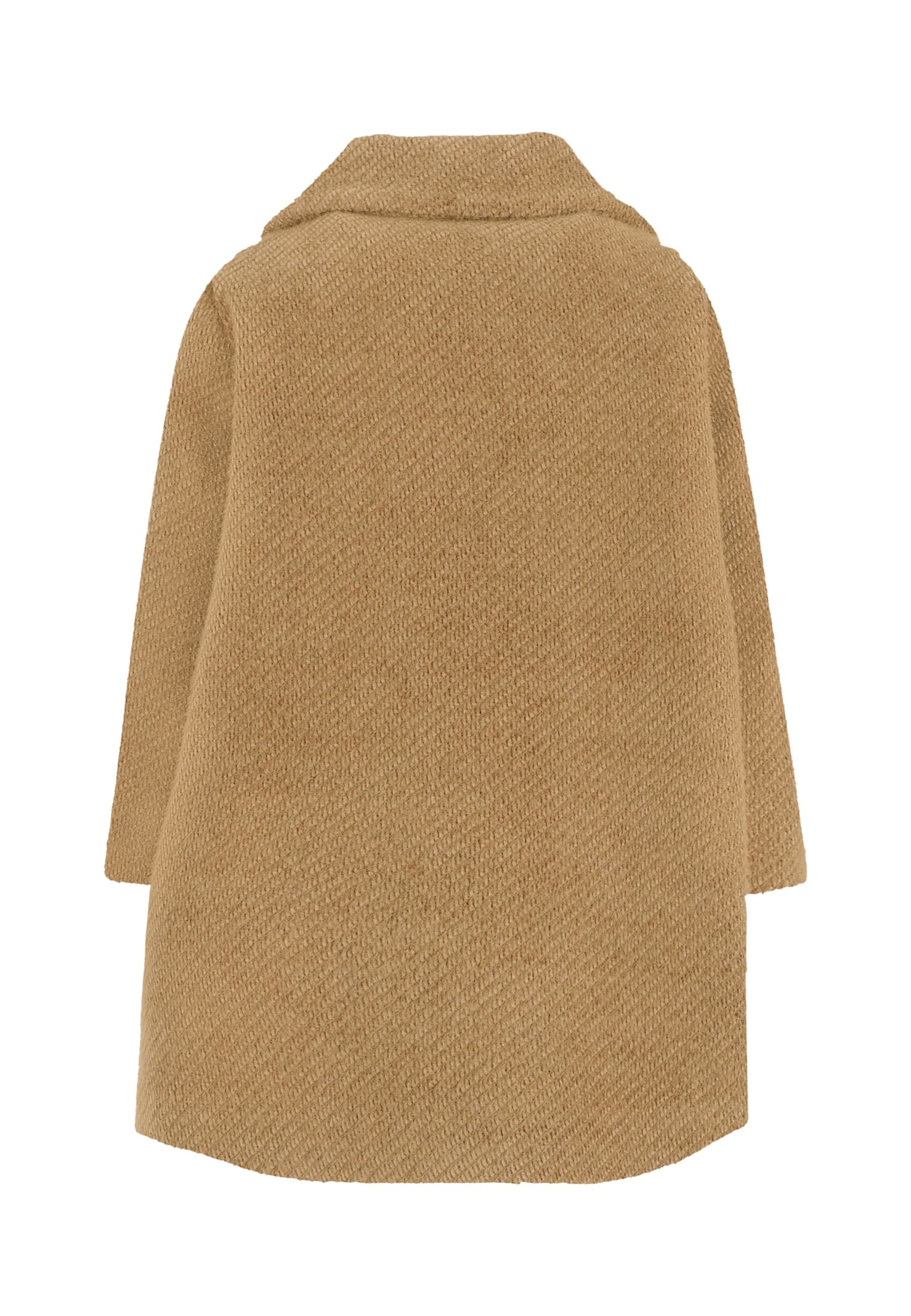 Monnalisa Brown Coat For Girl With Flower In Brown