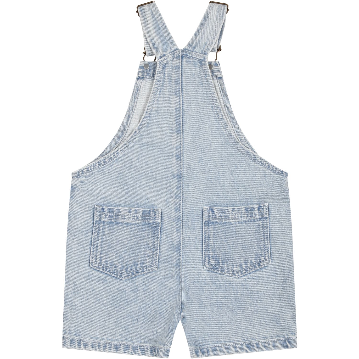 Shop Bobo Choses Blue Dungarees For Baby Boy With Logo In Denim