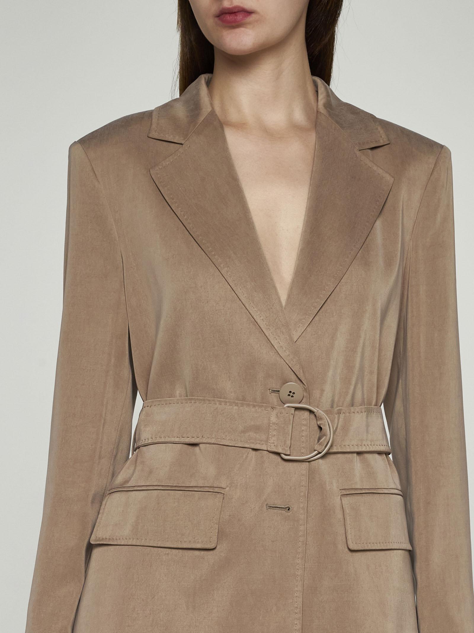 Shop Max Mara Vaimy Belted Satin Blazer In Beige