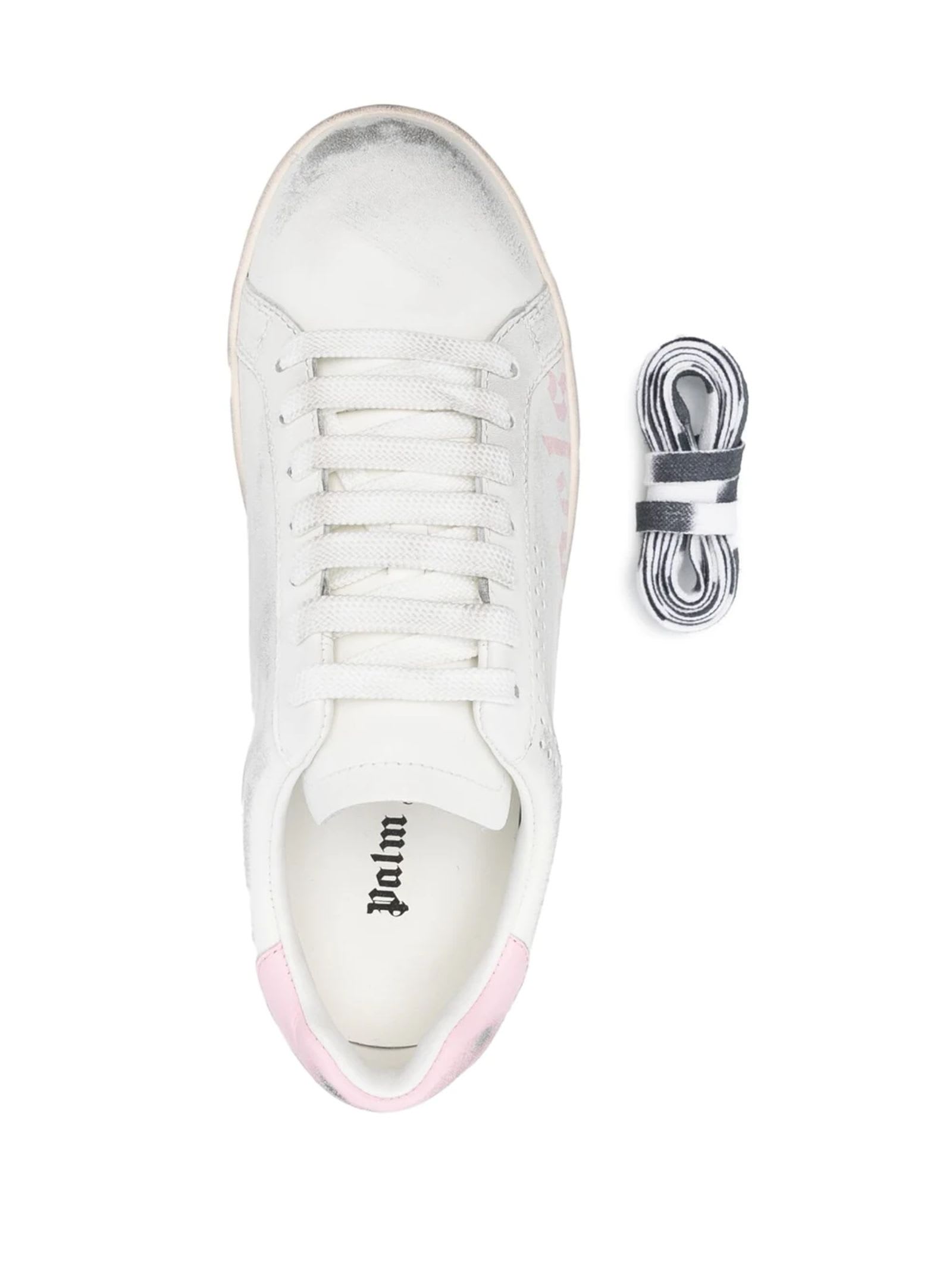 Shop Palm Angels White Calfskin Sneakers