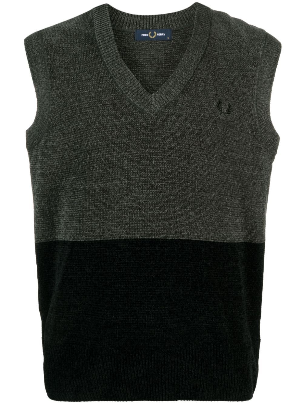 Shop Fred Perry Fp Colourblock Chenille Tank In Field Green