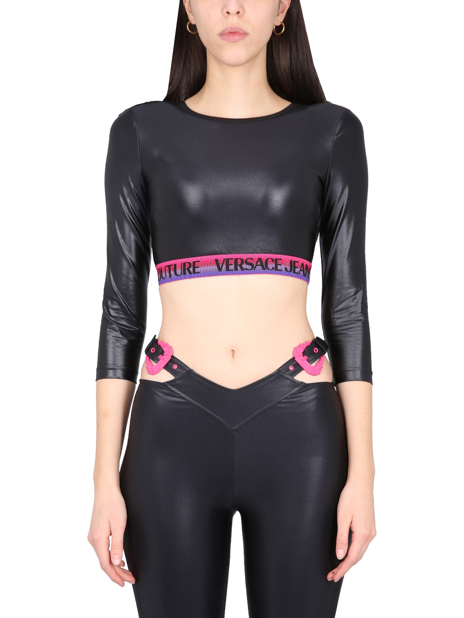 Versace Jeans Couture Cropped Top In Black