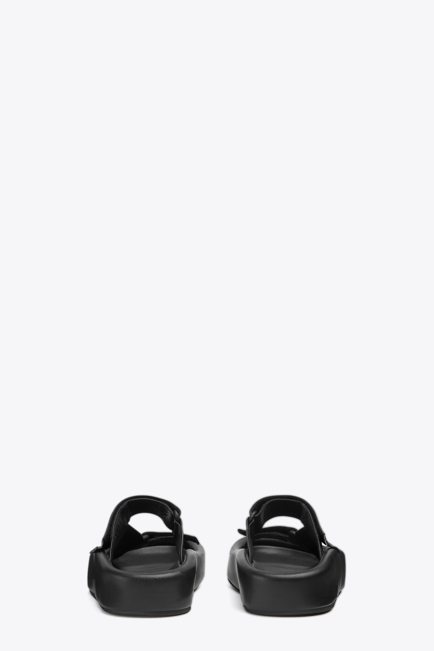 Shop Mm6 Maison Margiela Sandalo Black Leather Webbing Sandal With Chunky Sole In Nero