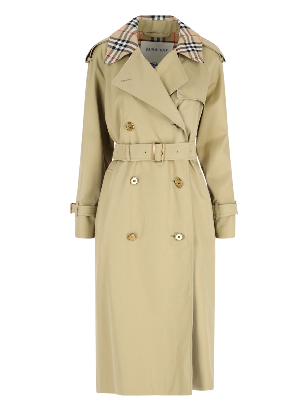 Burberry Check Collar Long Castleford Trench Coat Clothing In Brown