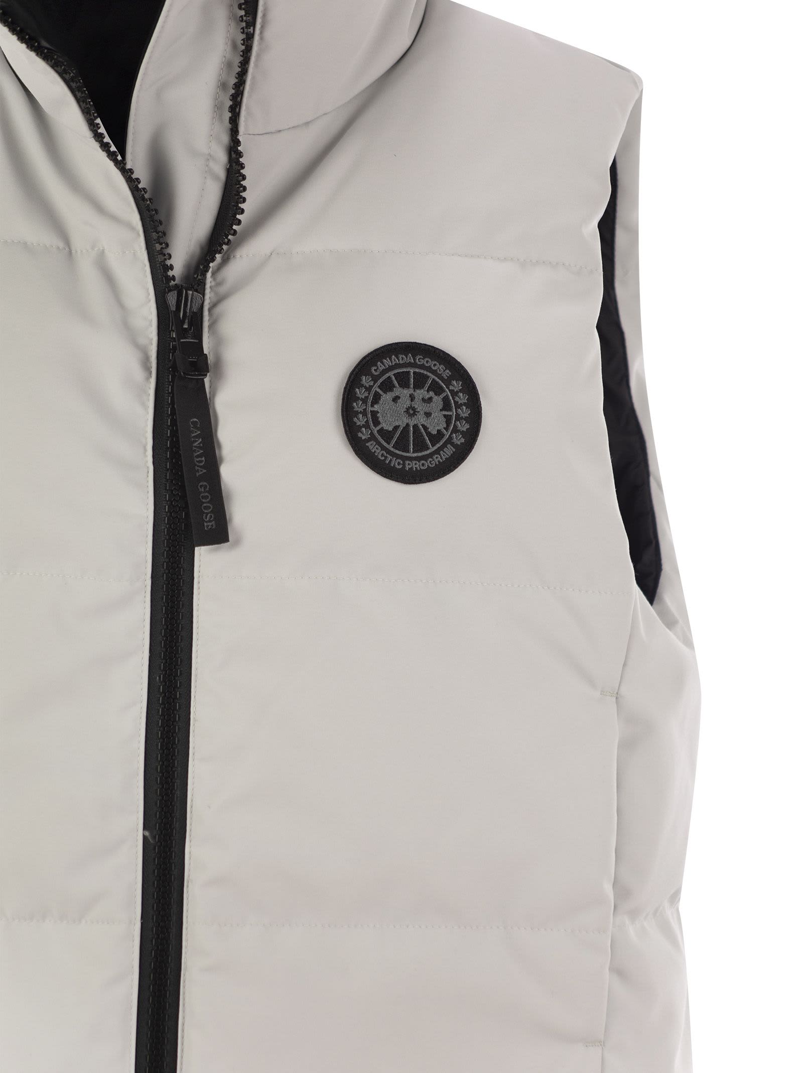 Shop Canada Goose Grandview Cropped - Vest With Black Logo In Ice