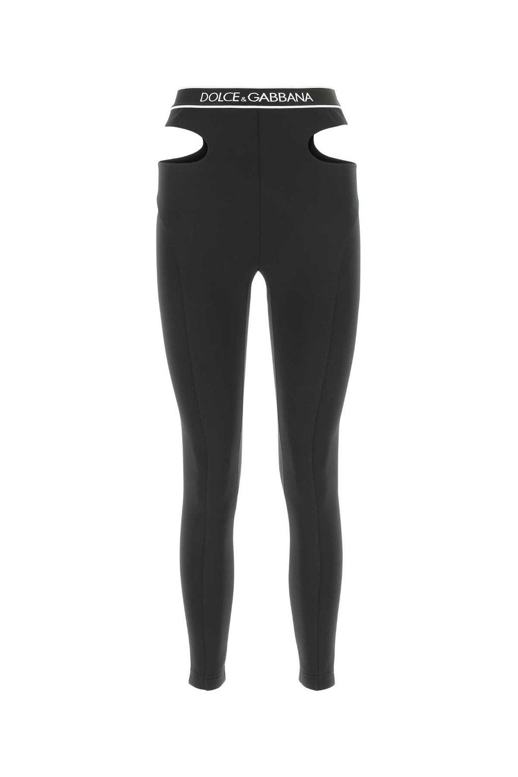 Dolce & Gabbana Logo-waistband Cut-out Skinny Trousers