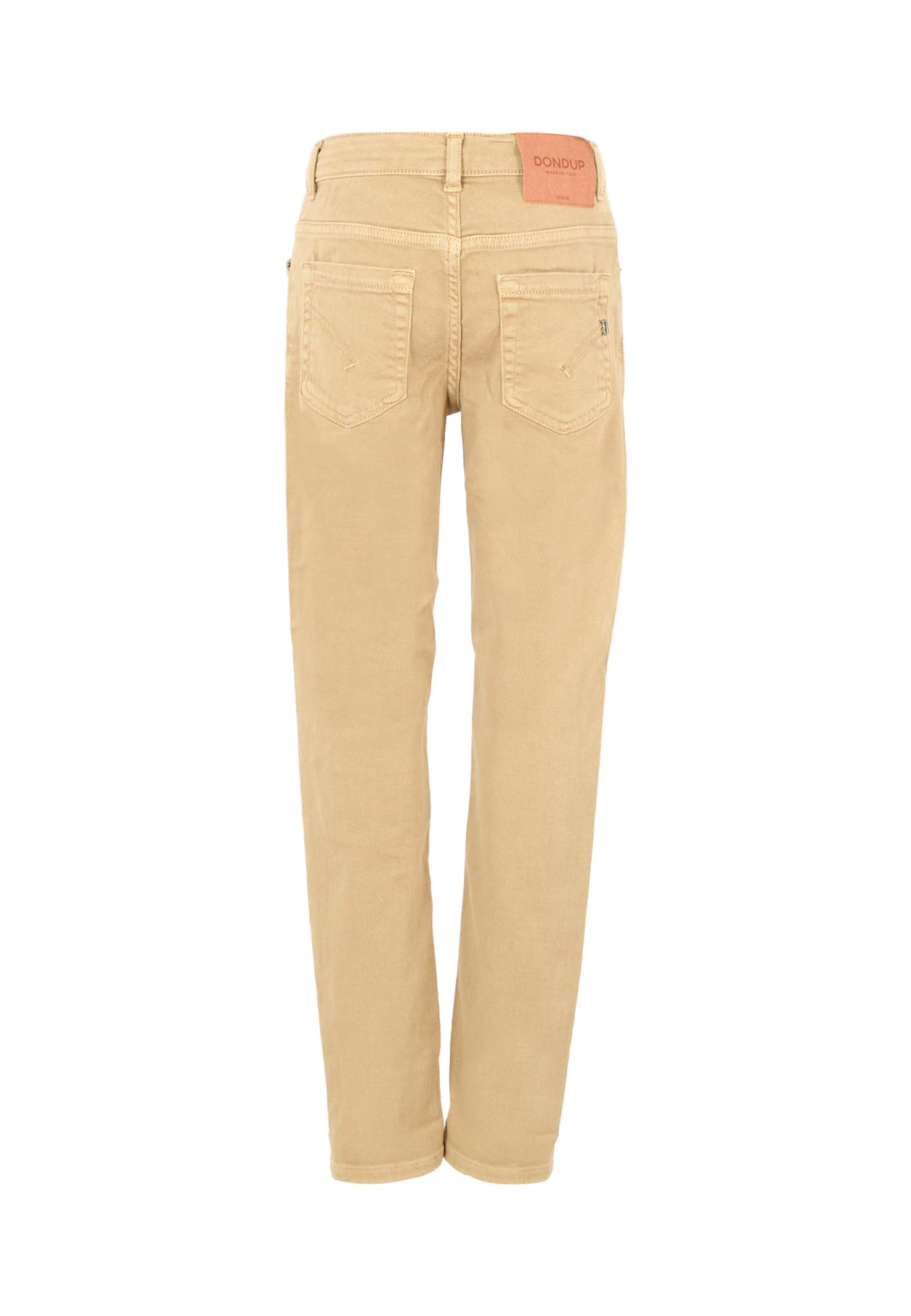 Dondup Beige Pants For Boy With Logo Patch In Sand