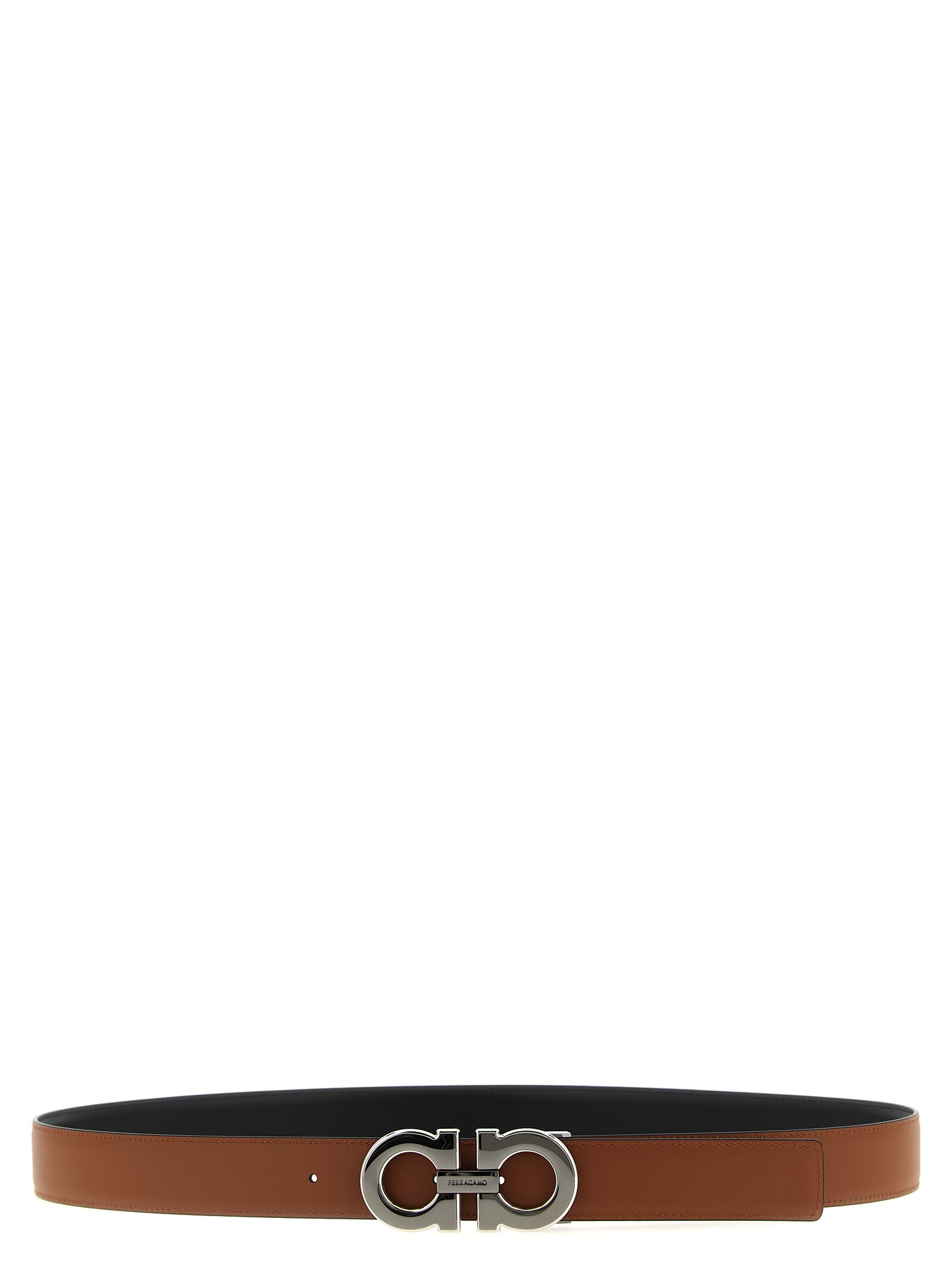 Ferragamo Black Gancini Reversible Belt In Black