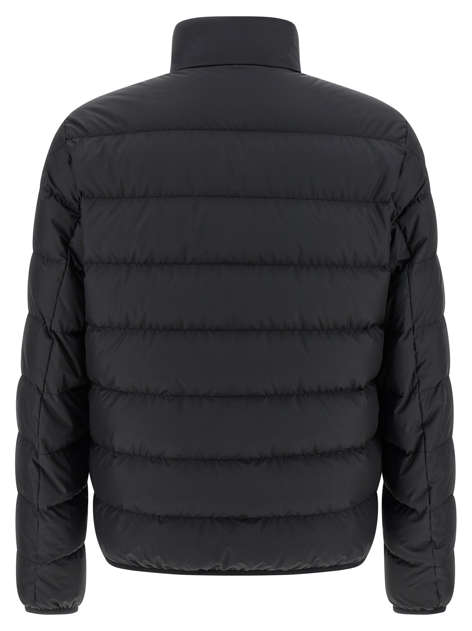 Moncler Quilted Tech Fabric Jacket With Elastic Cuffs In Blue