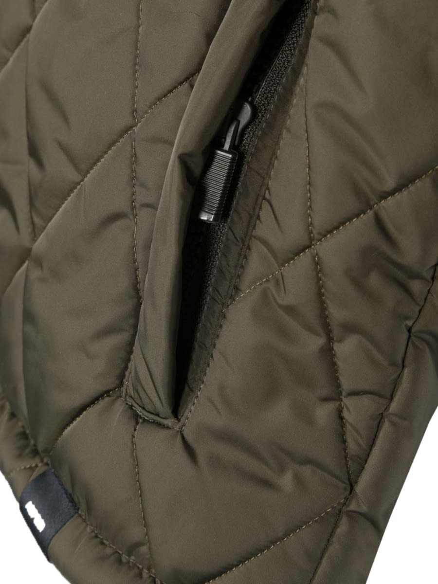 Shop Aspesi Quilted Down Jacket With Hood In Military Green