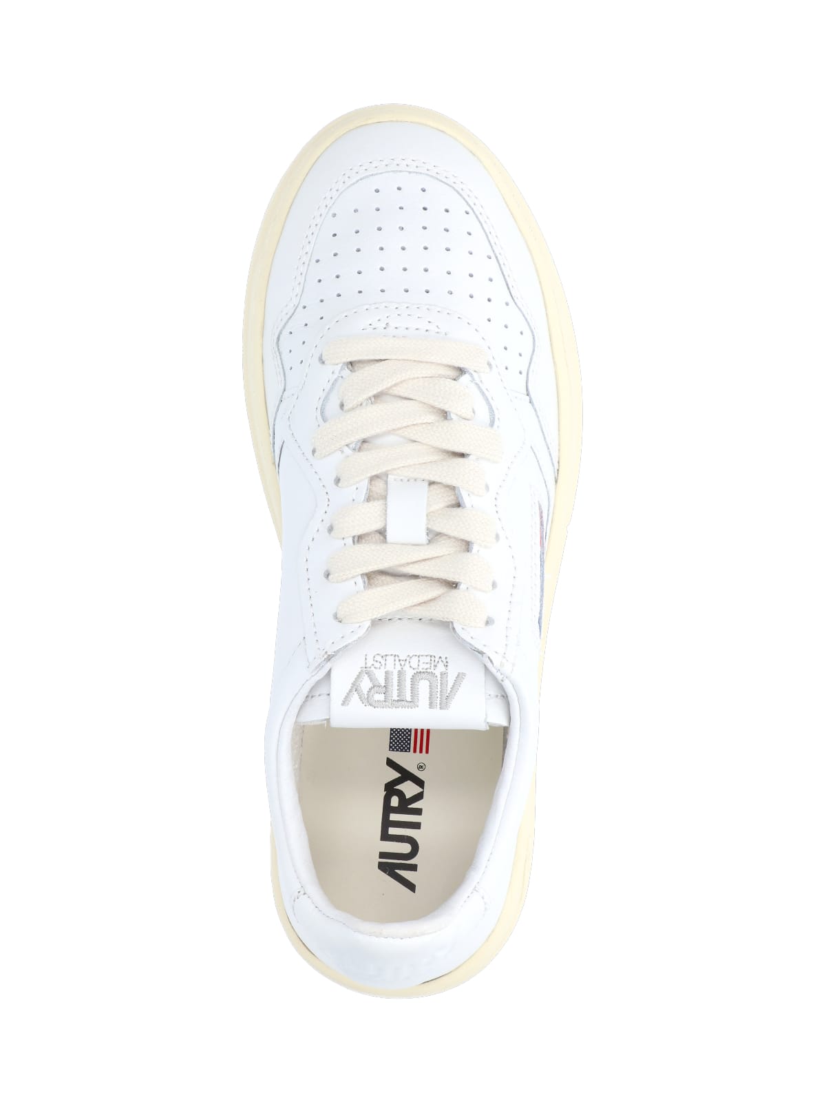Autry Low Medalist Sneakers In White Leather E Powder E Suede Beige In Multi