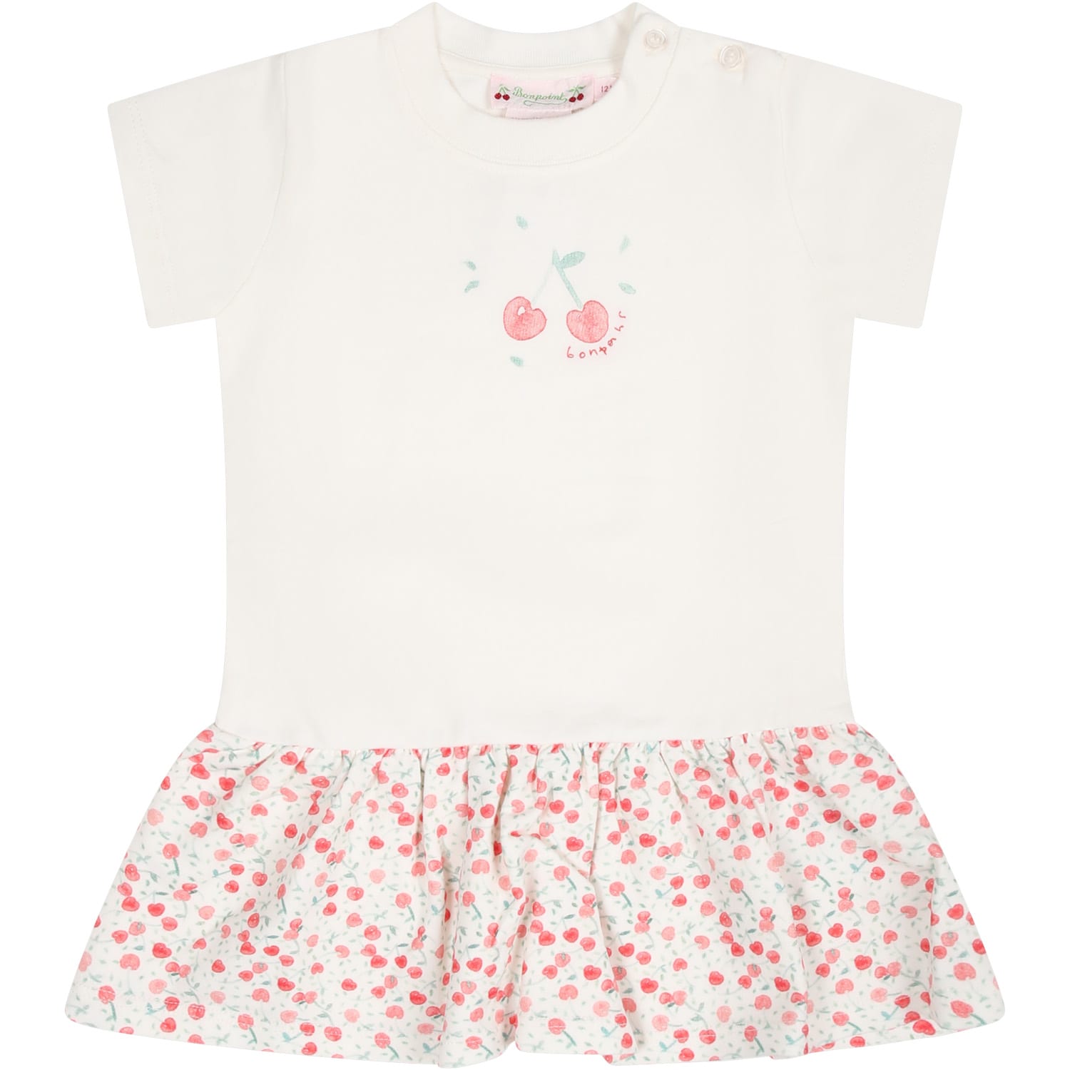 Shop Bonpoint White Casual Dress For Girl With Cherries