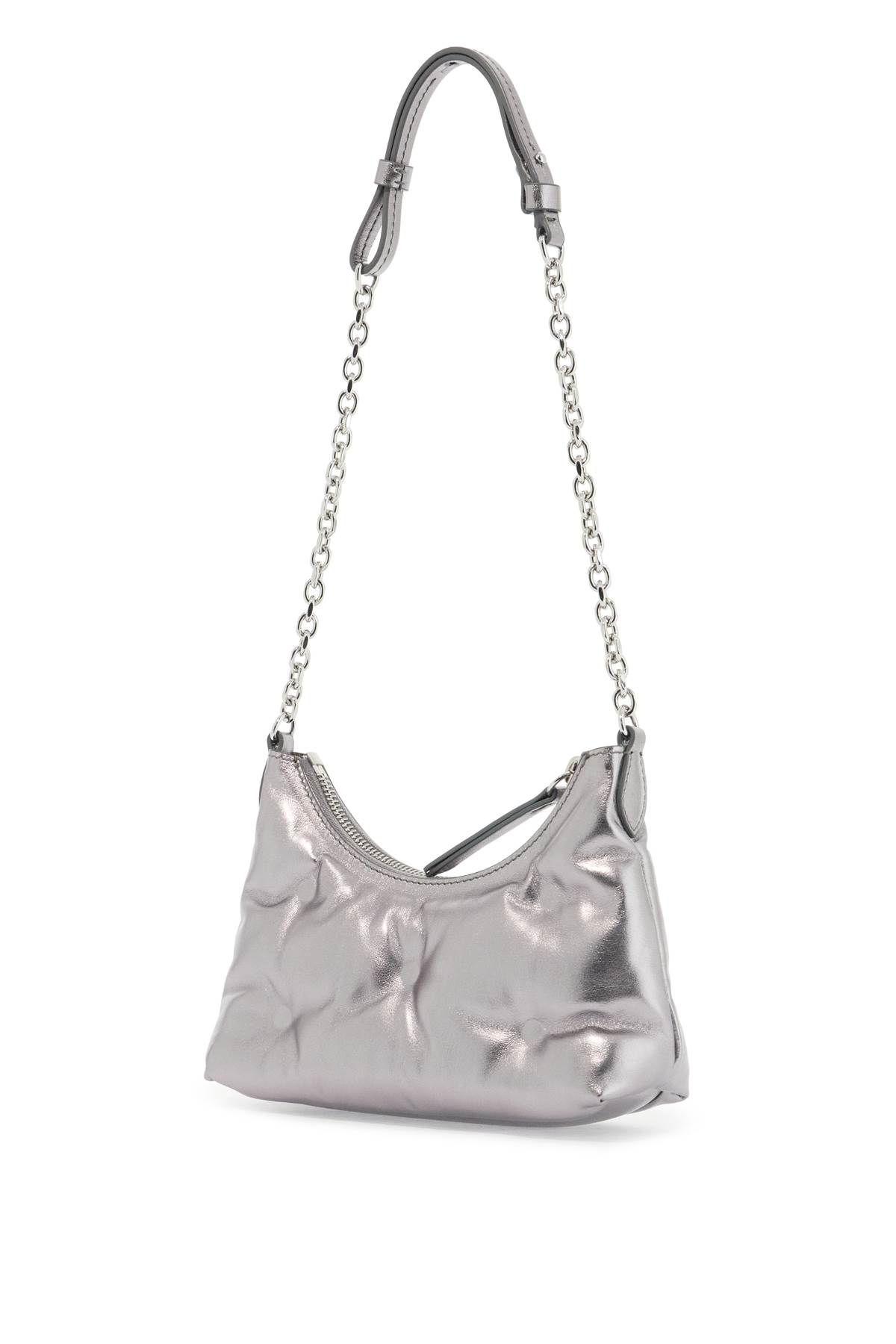 Shop Maison Margiela Glam Slam Micro Hobo Bag In Metallic Grey (metallic)