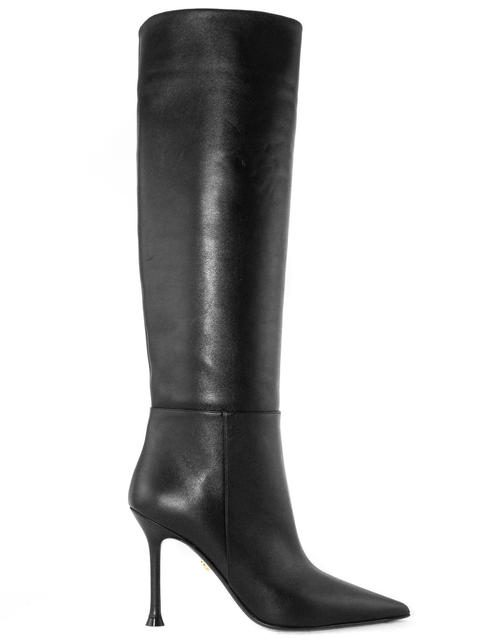 Black Leather Knee-high Boots