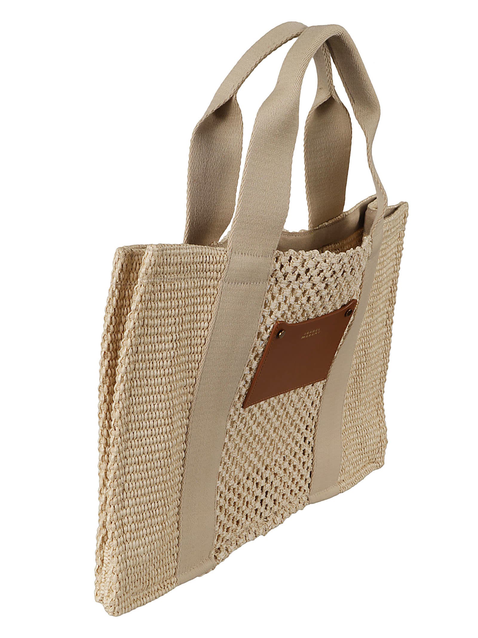 Shop Isabel Marant Weave Logo Patch Tote In Beige/black