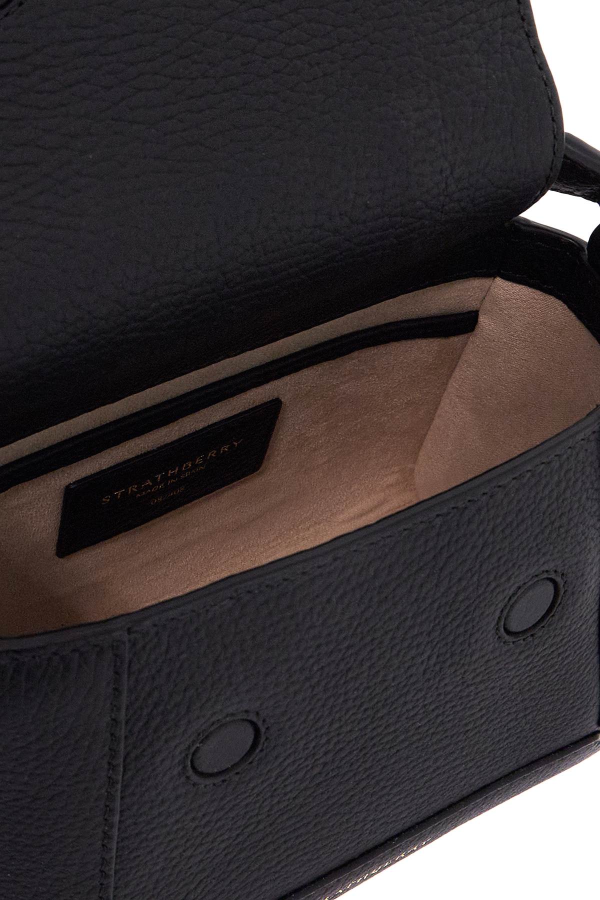 Strathberry Black Calfskin Nano Crossbody Bag With Mosaic Design In Black