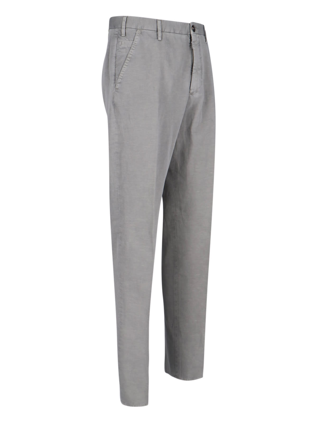 Incotex High-waisted Grey Chino Pants With Straight Leg Design In Gray