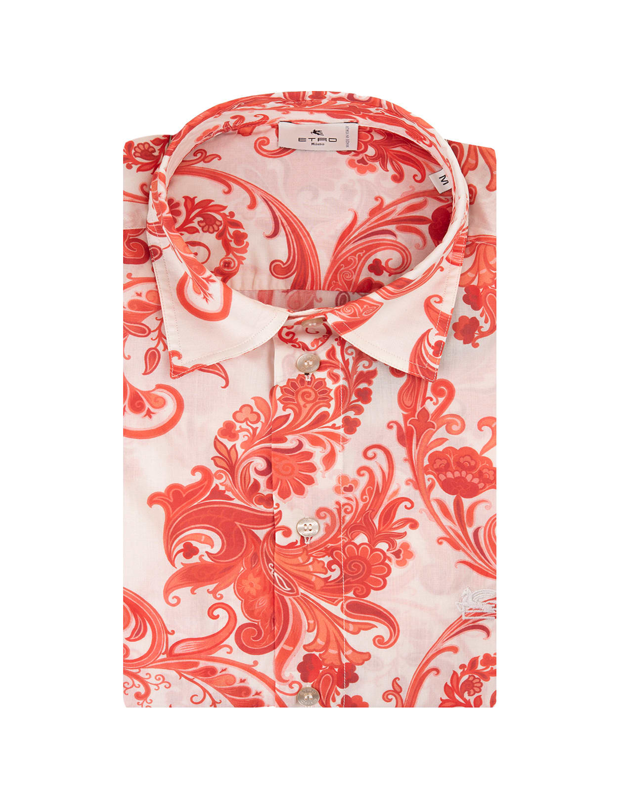 White Shirt With Red Paisley Graphics