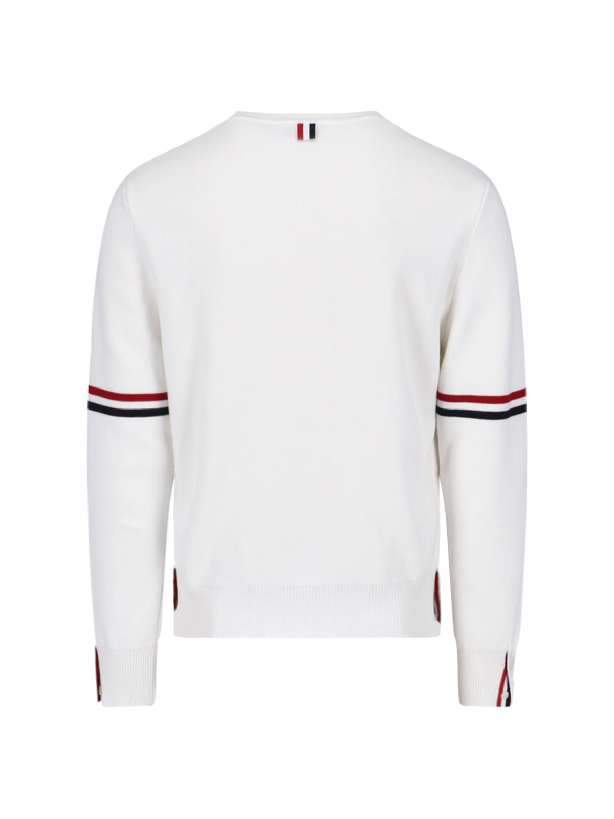 Shop Thom Browne Tricolor Detail Sweater In White