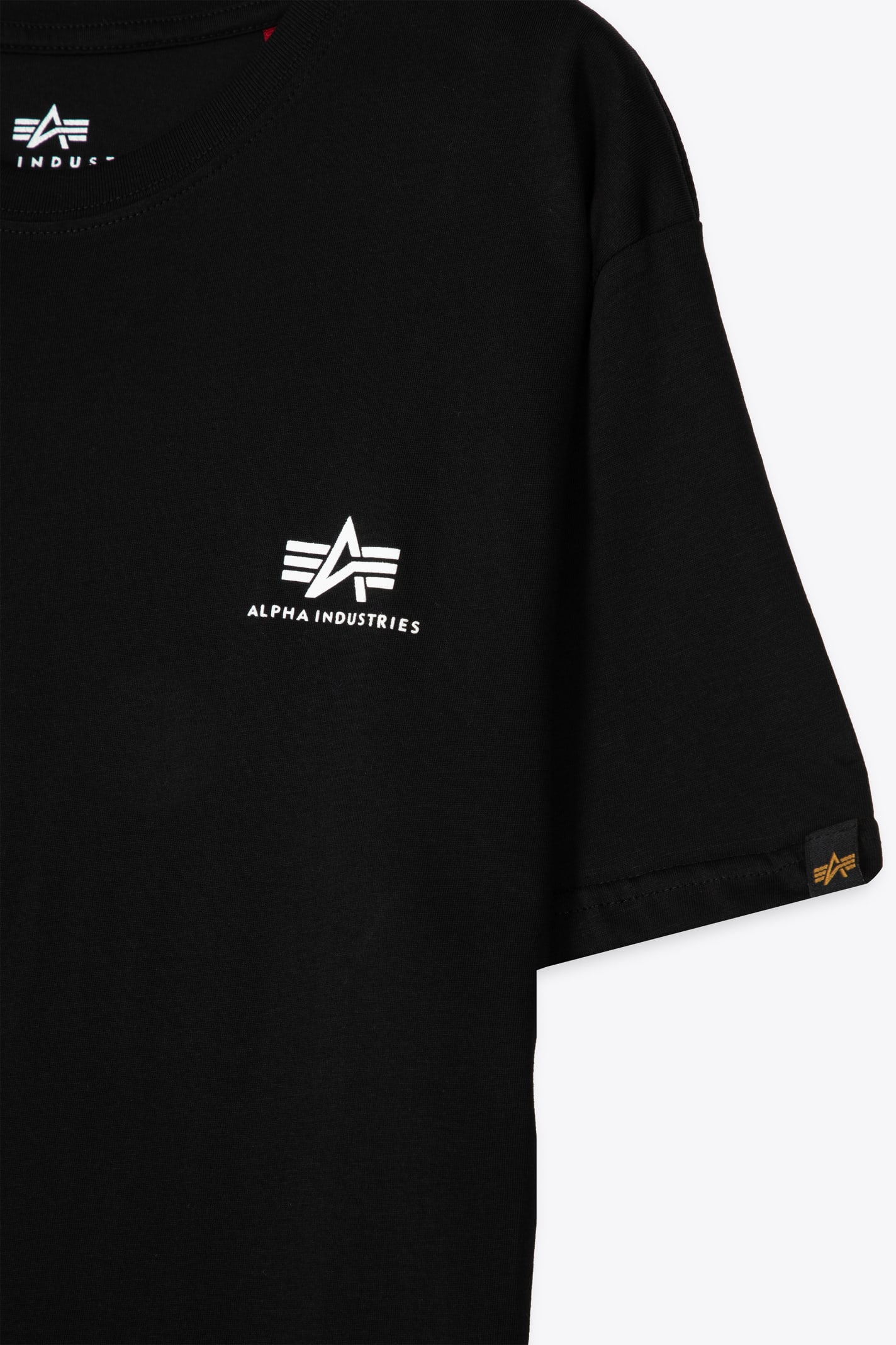 Shop Alpha Industries Basic T Small Logo Black Cotton T-shirt With Chest Logo In Nero