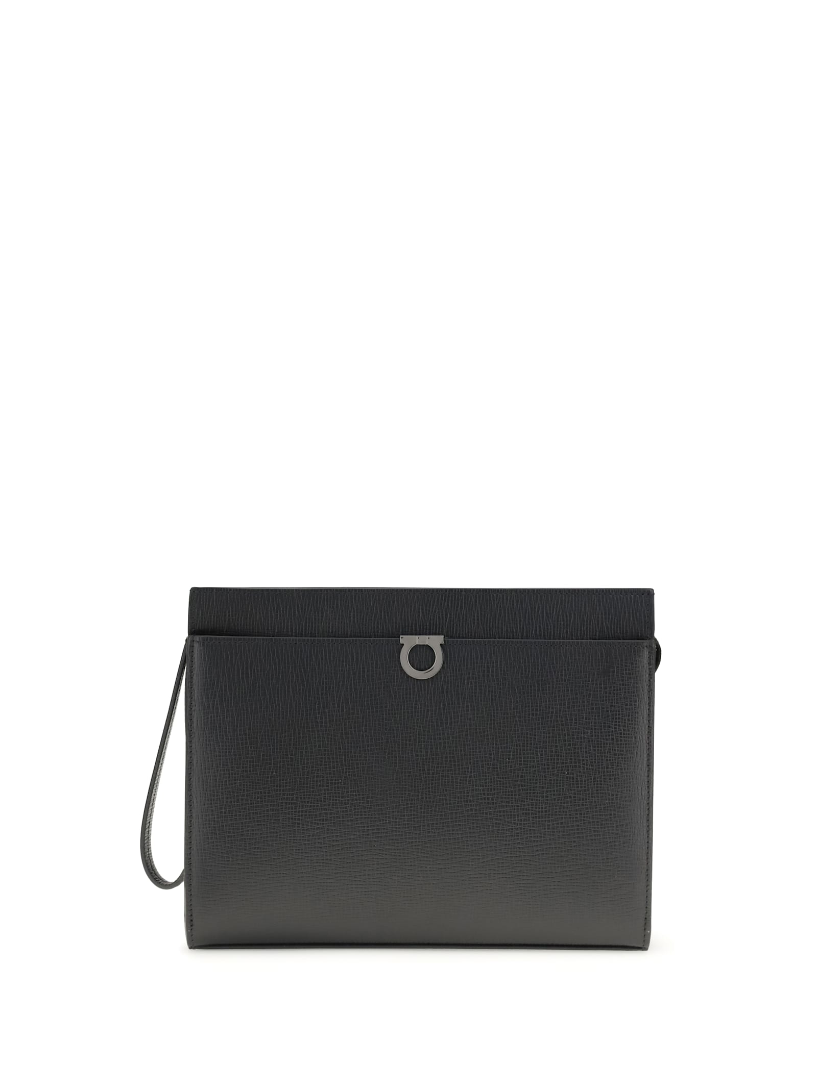 Ferragamo Gancini Pouch In Black