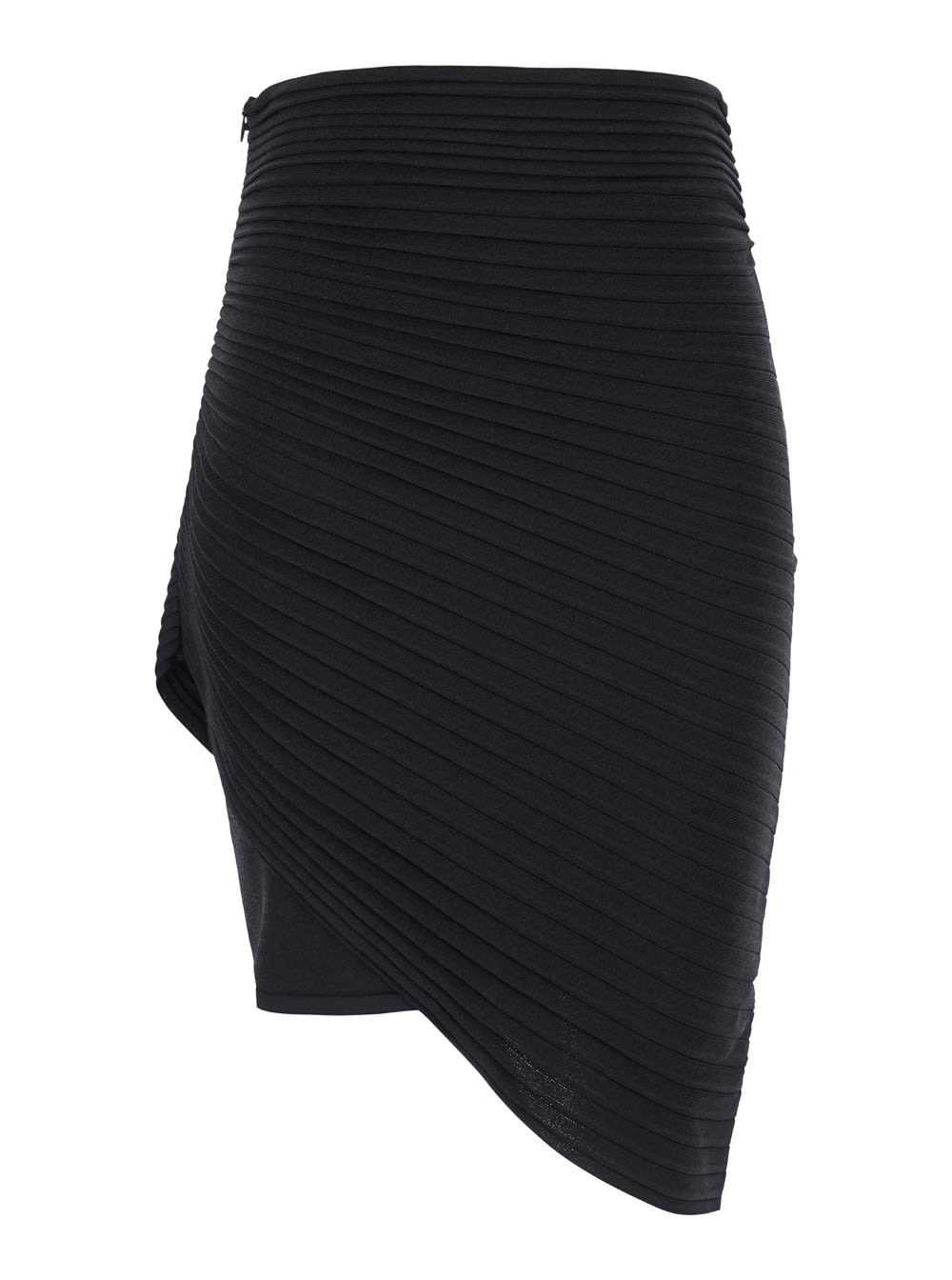 Philosophy di Lorenzo Serafini Black Asymmetric Miniskirt In Pleated Fabric Woman