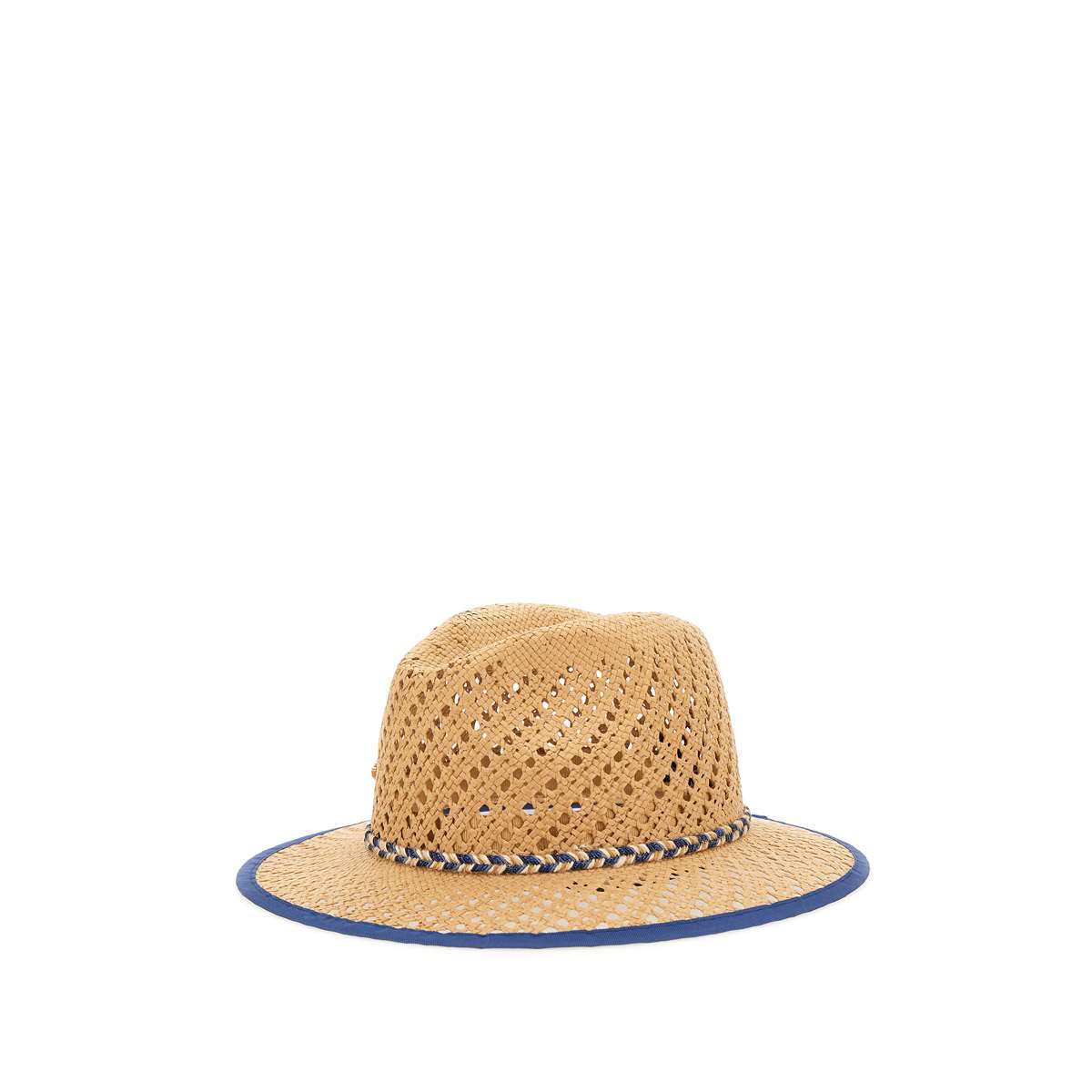 Shop Borsalino Papier Straw Paper Hat In Blu/beige