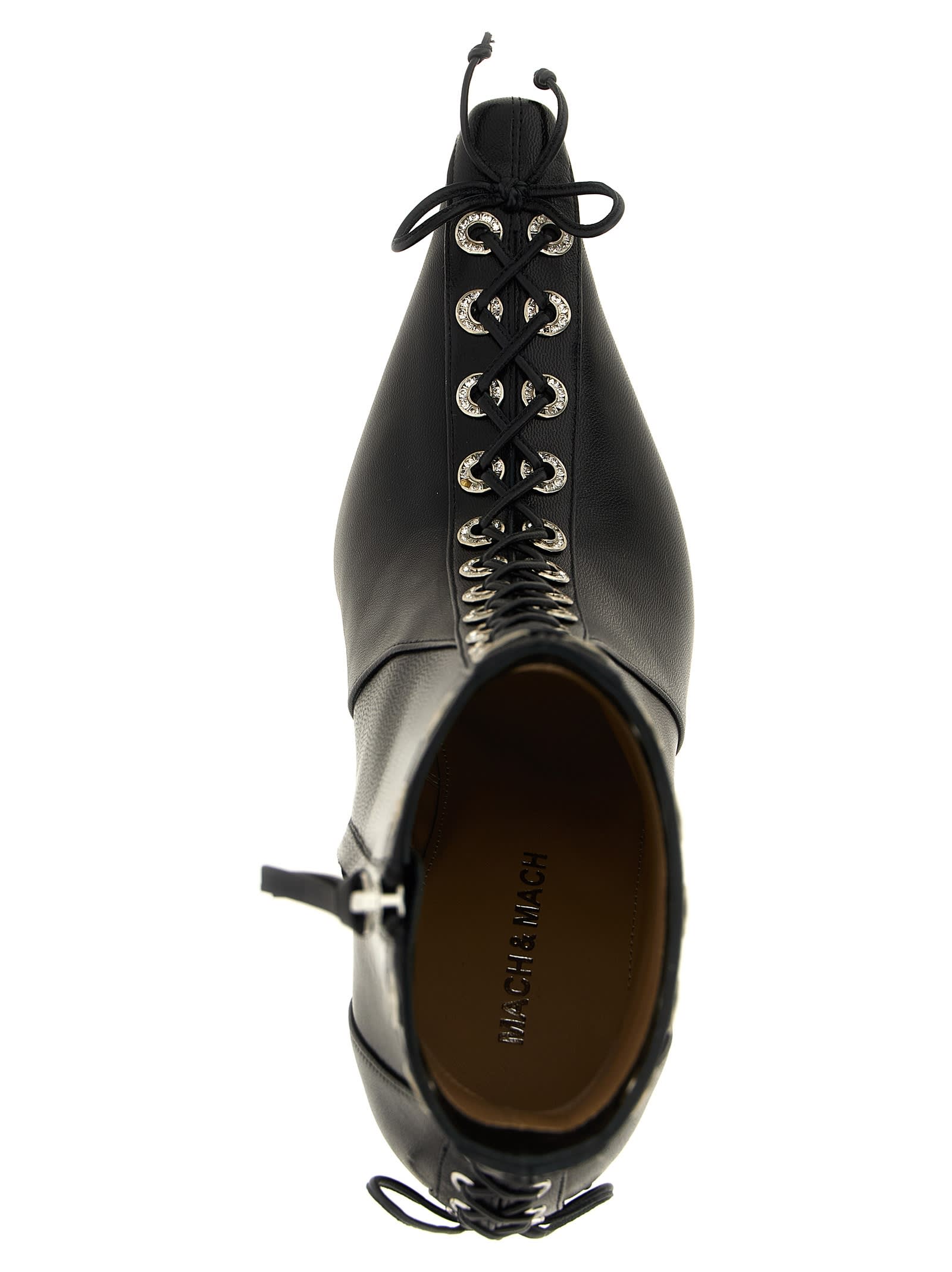 Mach & Mach Crystalized Corset Ankle Boots In Black