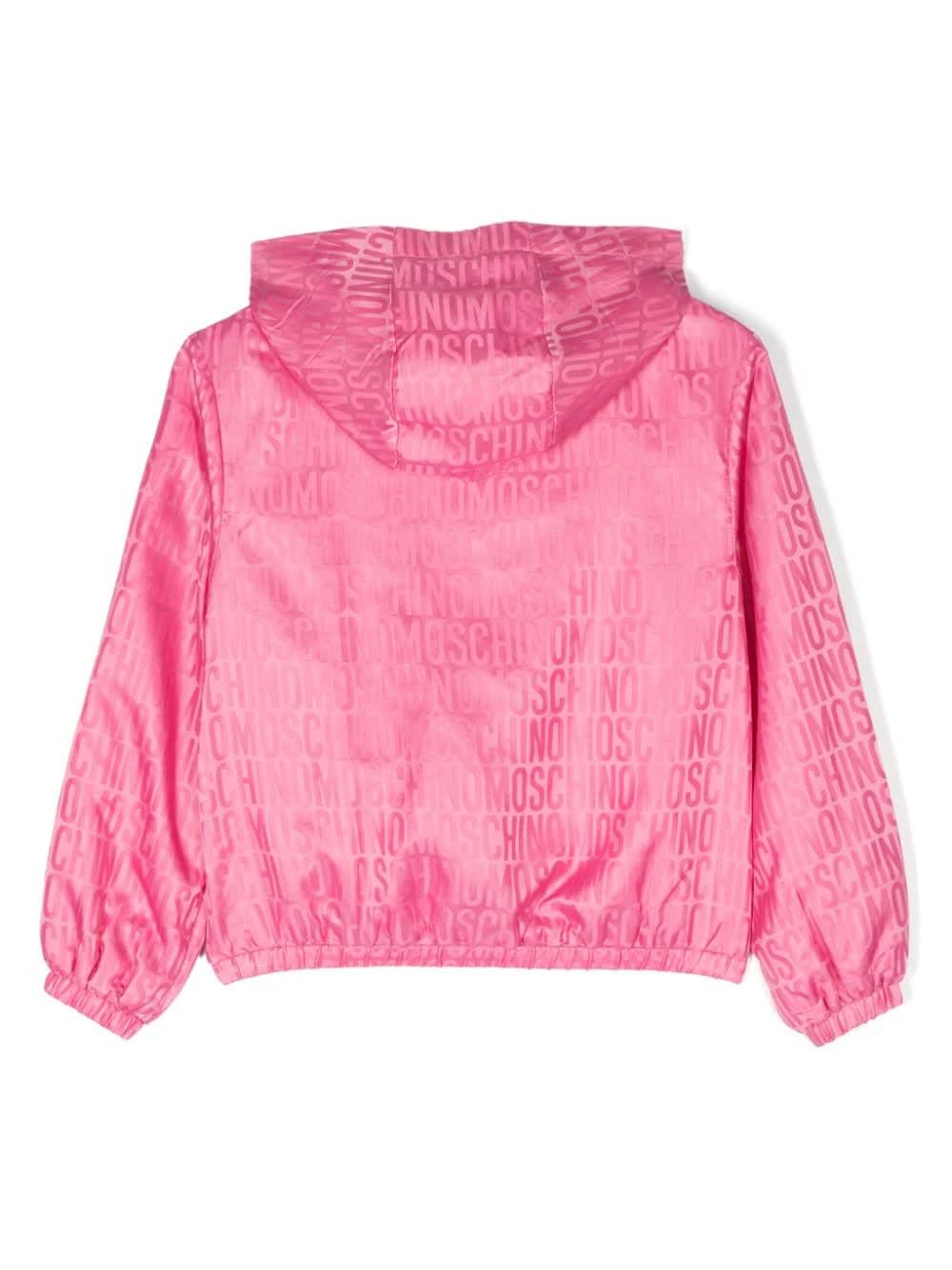 Shop Moschino Pink Windbreaker Jacket With All-over Jacquard Logo
