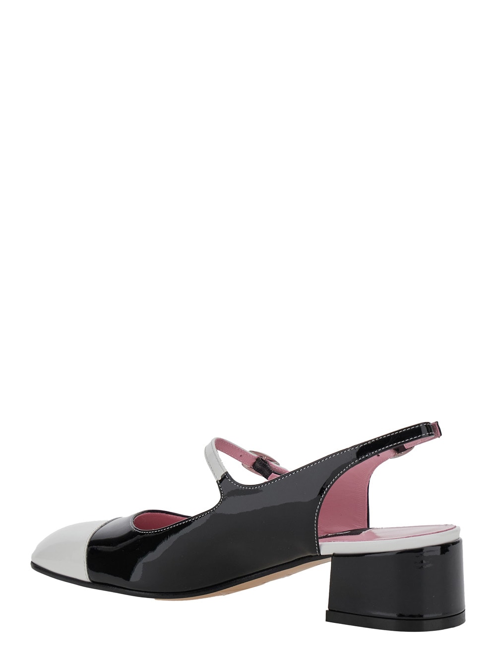 CAREL ISCHIA BLACK SLINGBACK PUMPS WITH ADJUSTABLE STRAP IN PATENT LEATHER WOMAN 