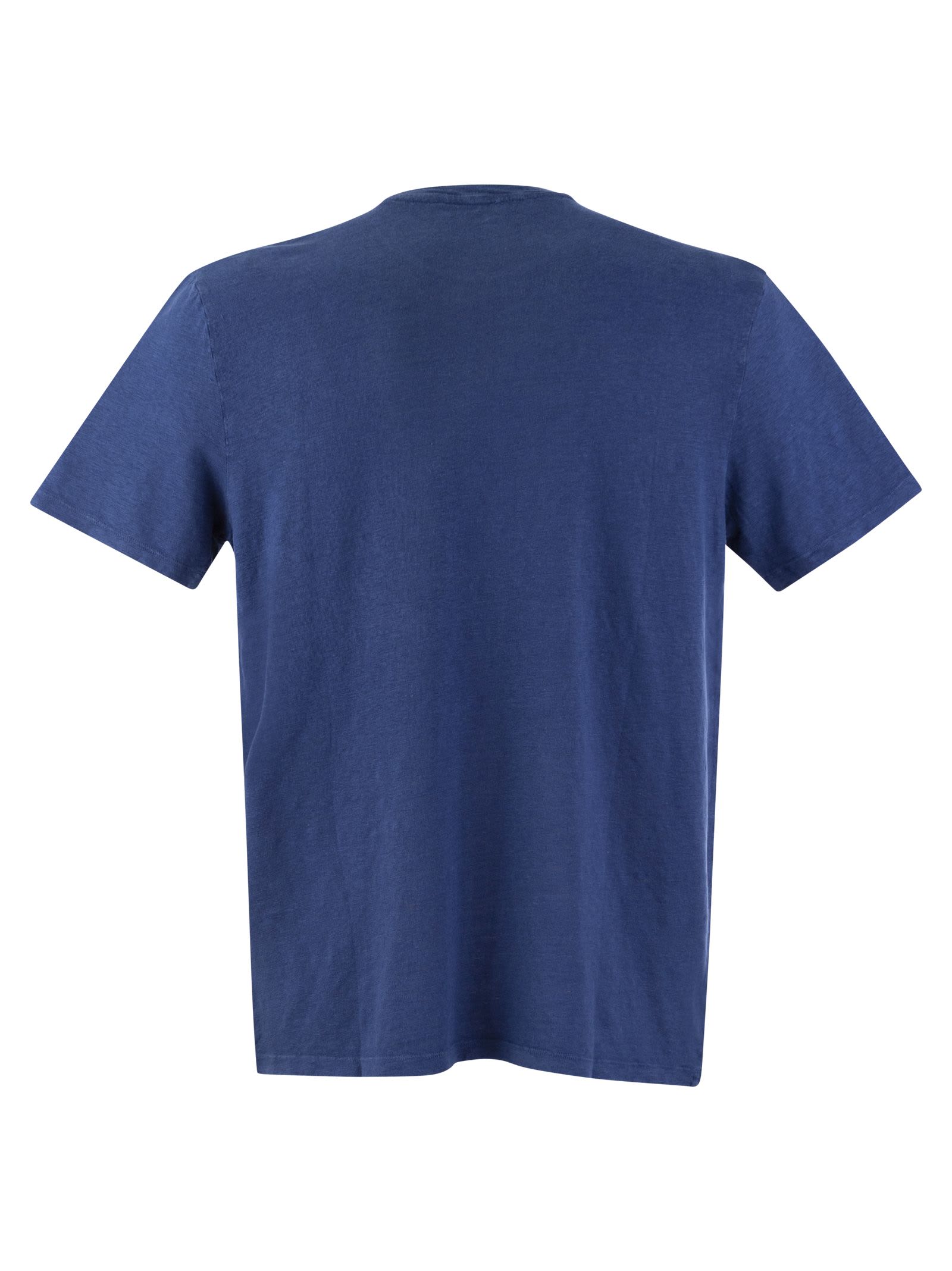 Shop Majestic Crew-neck Linen T-shirt In Blu