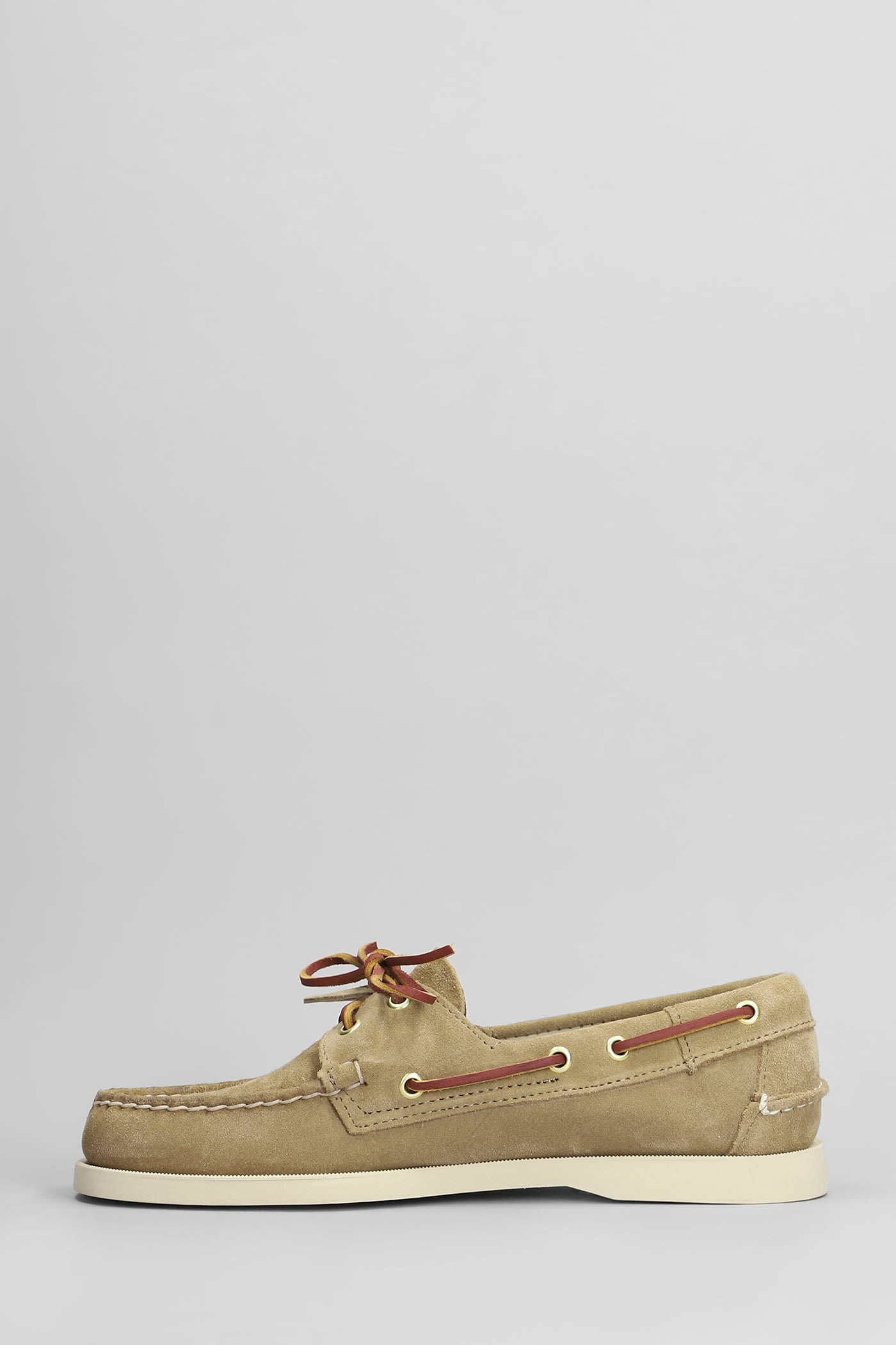 Sebago 'portland Artisan' Beige Loafers With Decorative Laces On The Sides And Contrasting Stitching