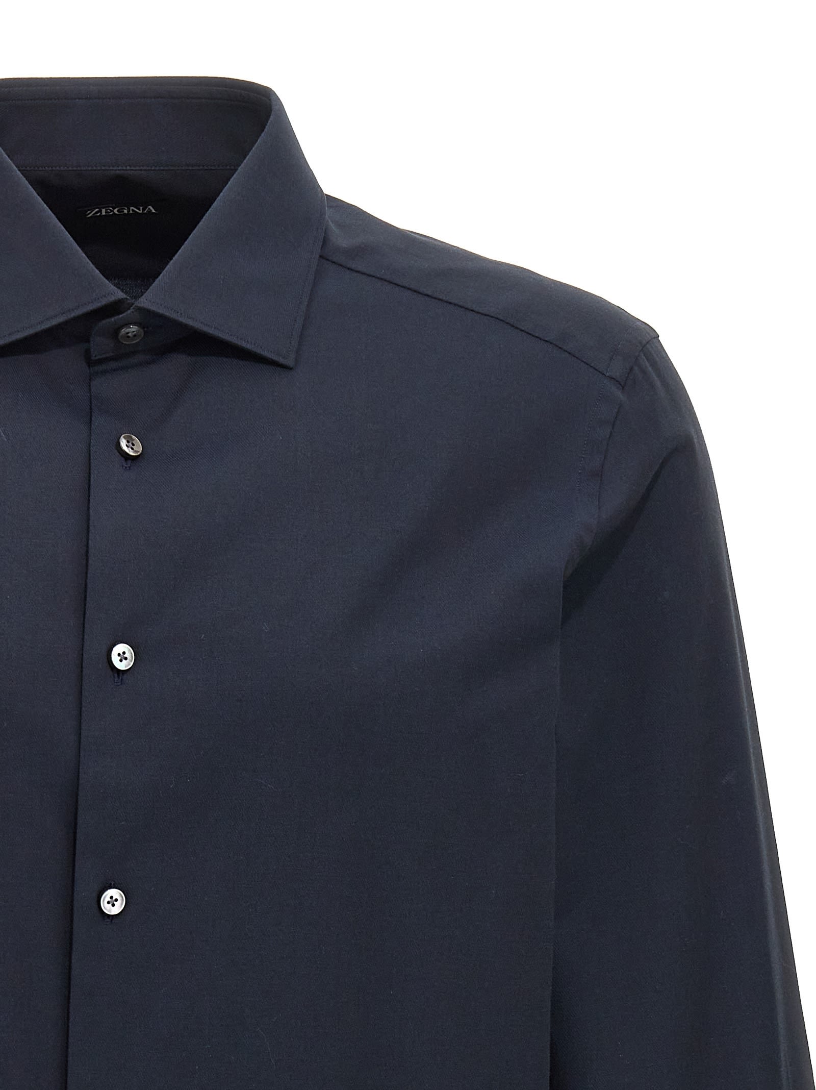 Shop Zegna Poplin Shirt In Blue