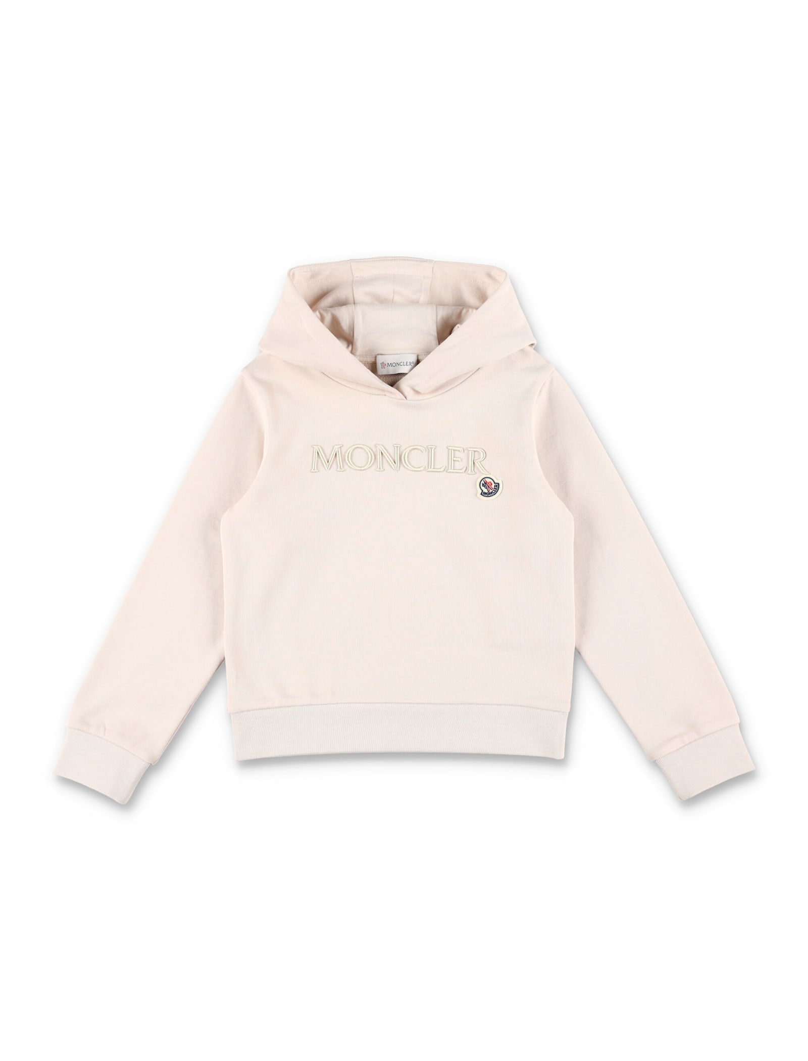 Moncler Kid - Embroidered Tonal Logo Cotto Hoodie In Rose