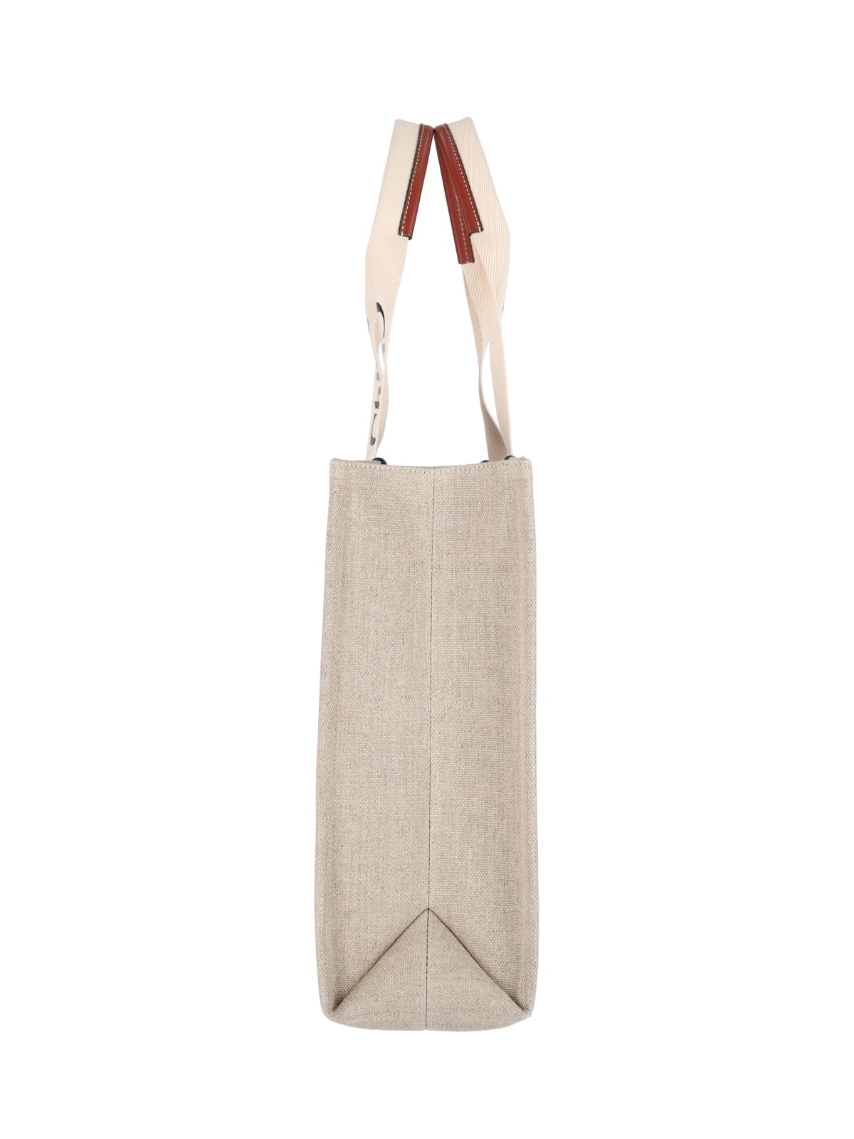 Shop Chloé Woody Midi Tote Bag In Bianco/moro