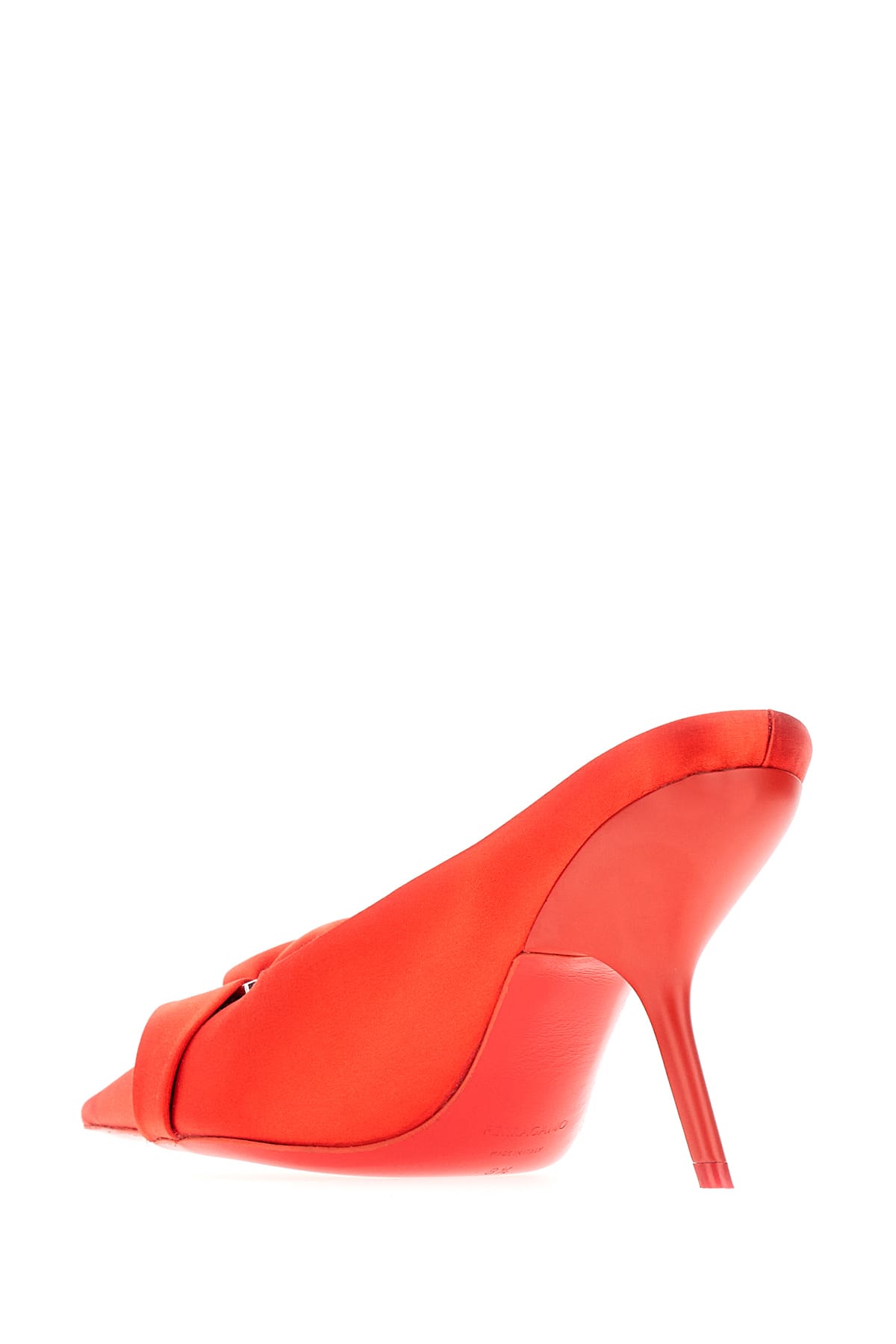 FERRAGAMO RED SATIN MULES 