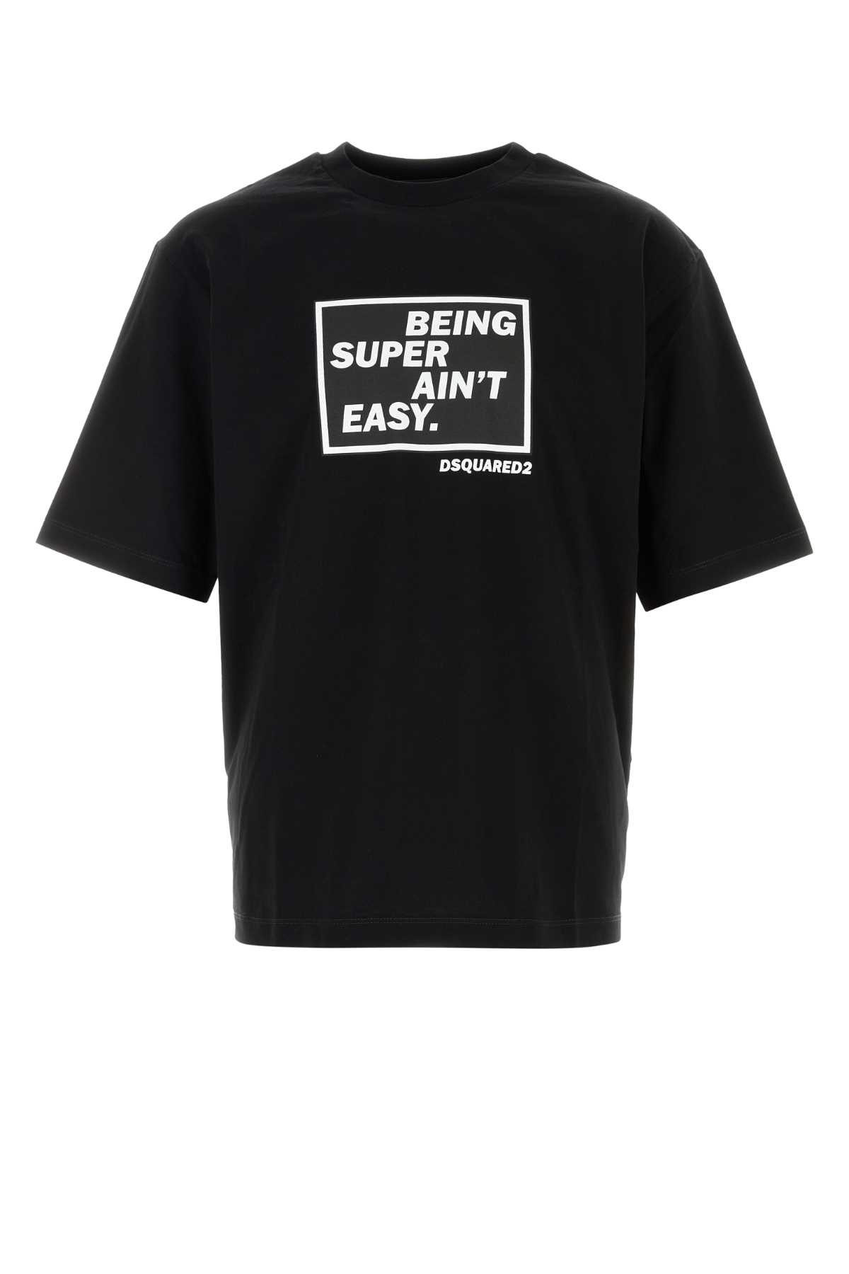 Dsquared2 Oversized Cotton T-shirt Featuring Graphic Design In Black