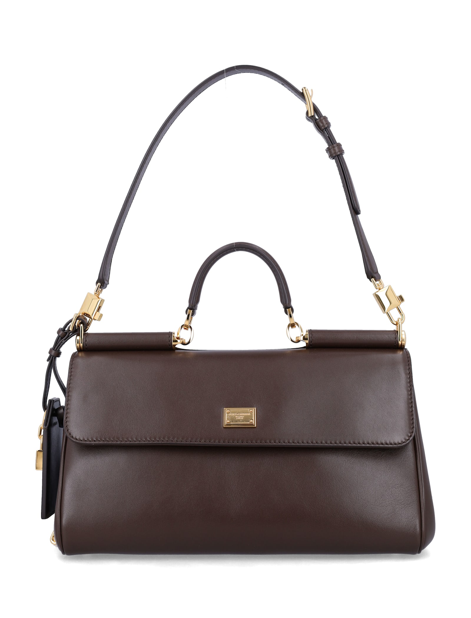 Dolce & Gabbana My Sicily Brown Calfskin Handbag In Brown