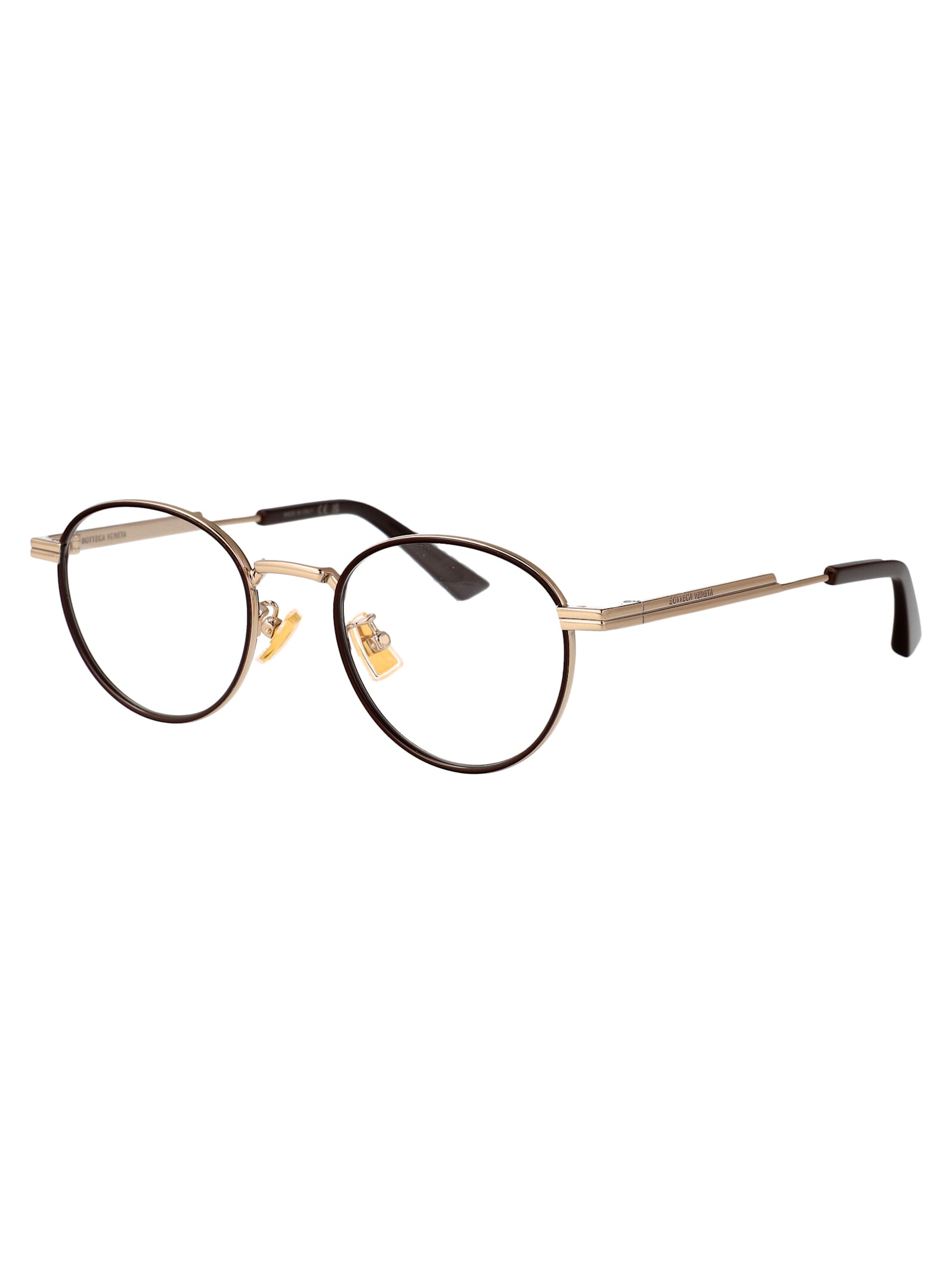 Bottega Veneta Bv1337oj Glasses In Gold-gold-transparent