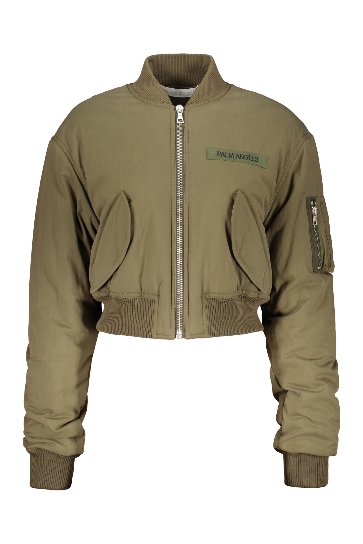 Shop Palm Angels Padded Bomber Jacket In Green