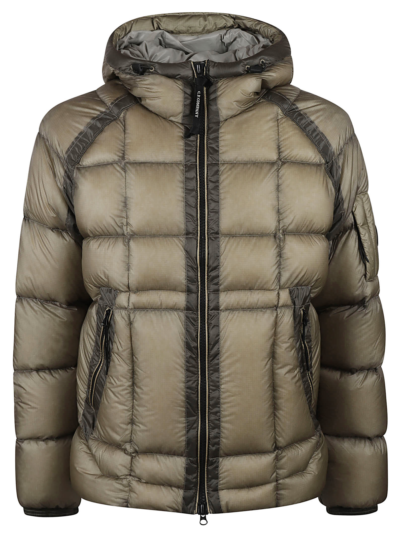 C.p. Company Quilted Hooded Padded Jacket In Khaki