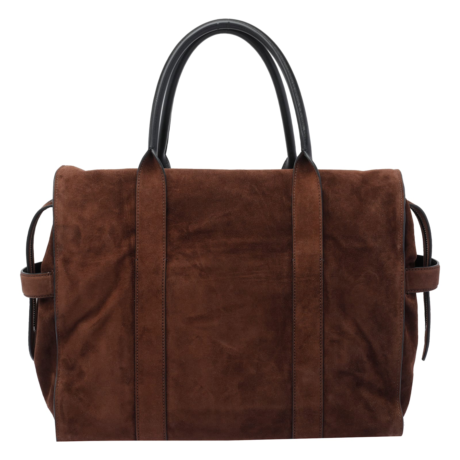 Marc Jacobs Buckle Double Handle Structured Suede Top In Brown