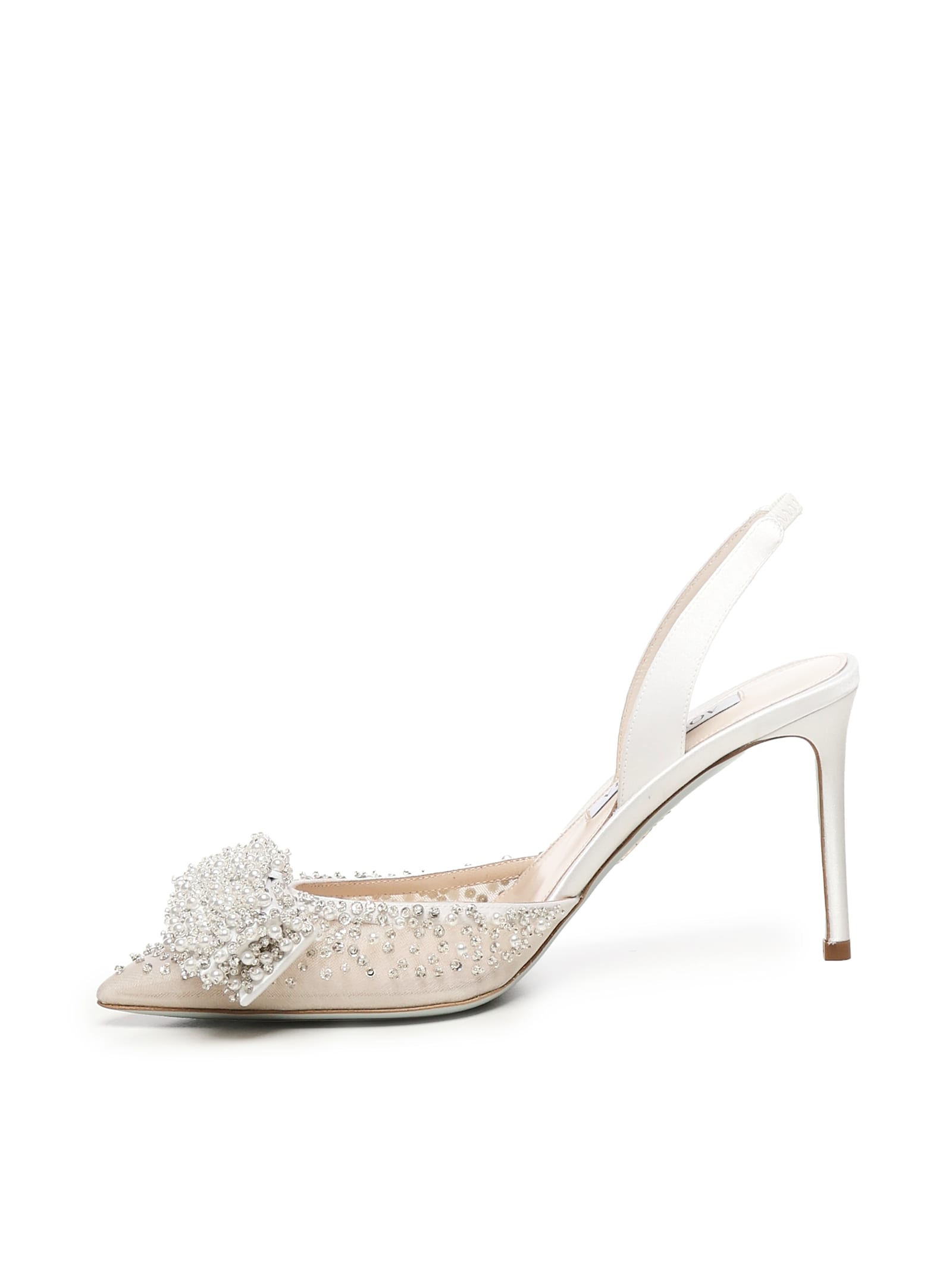Aquazzura Melodie Slingbacks With Pearls And Crystals In White
