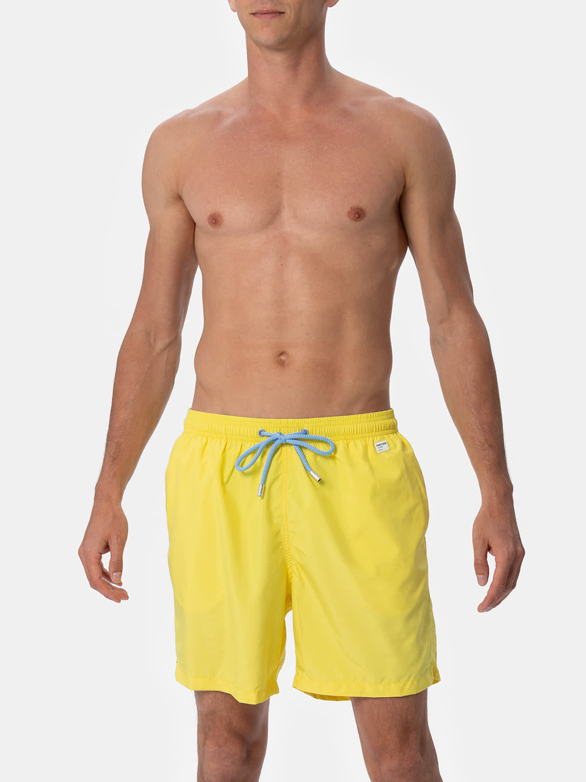 Shop Mc2 Saint Barth Man Lightweight Fabric Light Yellow Swim-shorts Lighting Pantone Pantone Special Edition