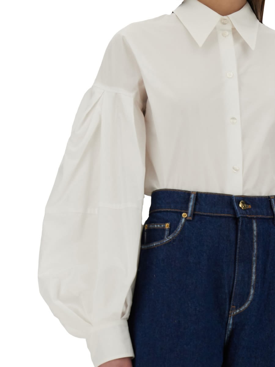 Nina Ricci Collared Shirt Puff Sleeves In White