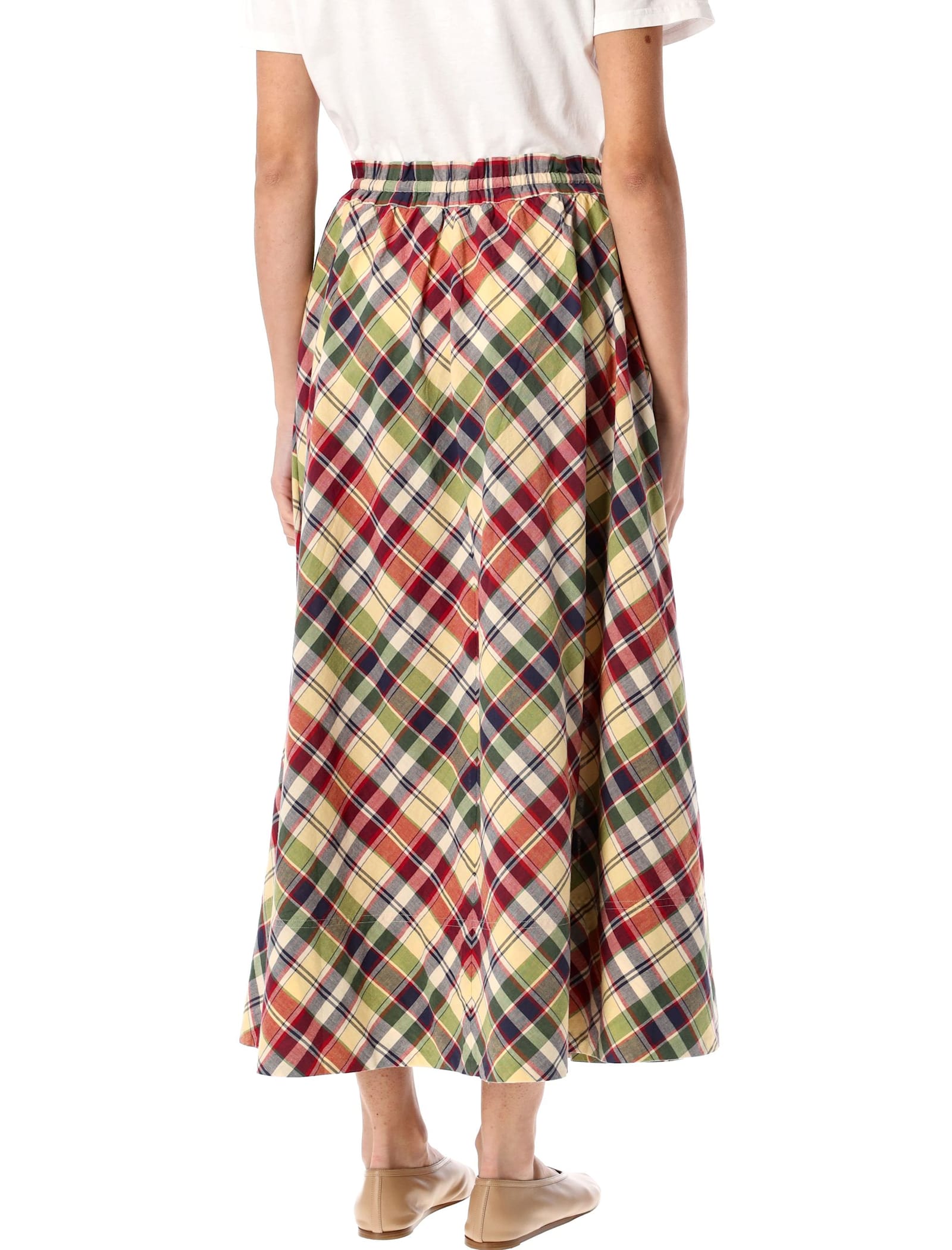 Shop Polo Ralph Lauren Plaid Drawstring Maxiskirt In Multi