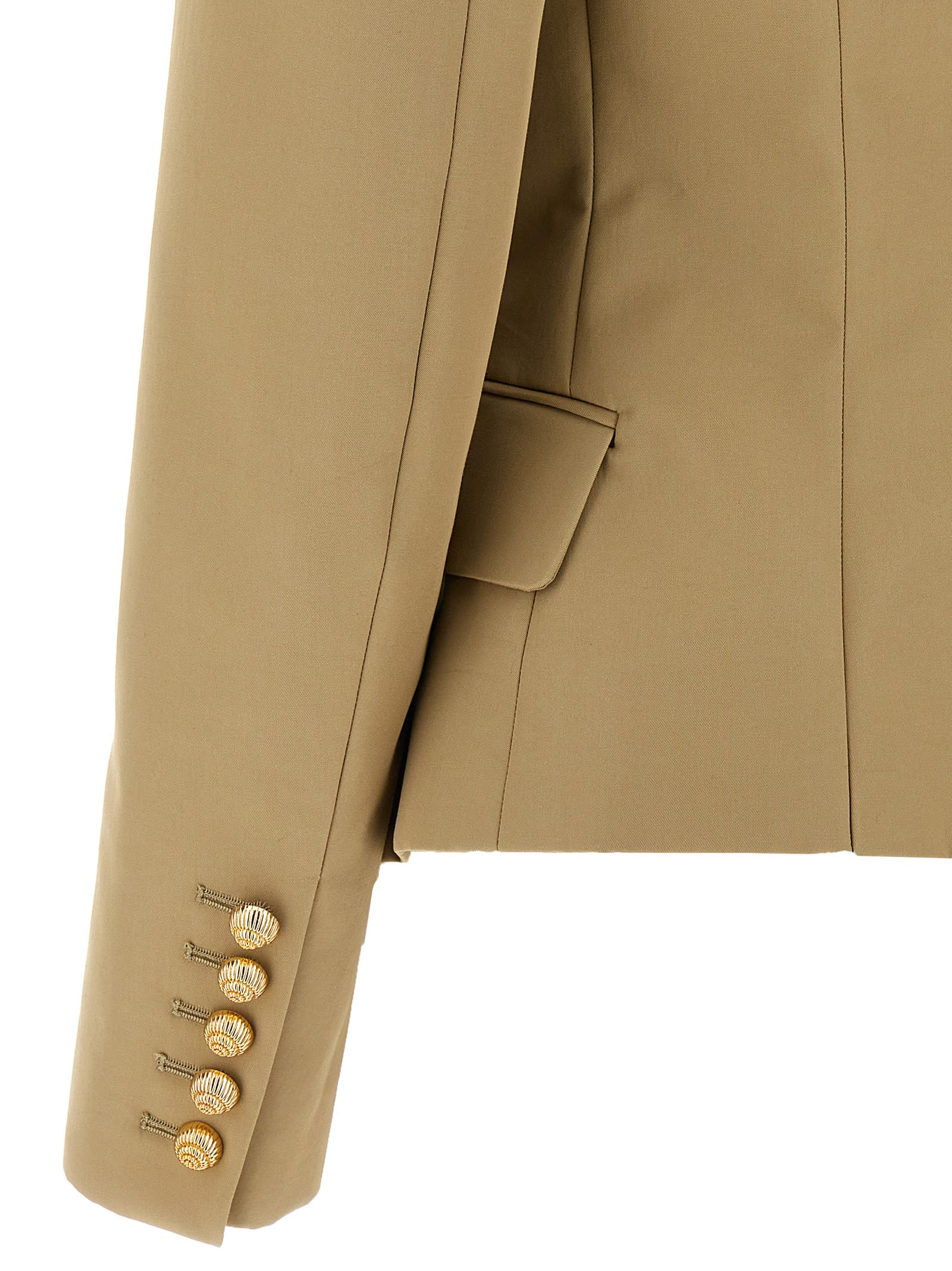 Shop Balmain Chiocciola Button Blazer In Beige