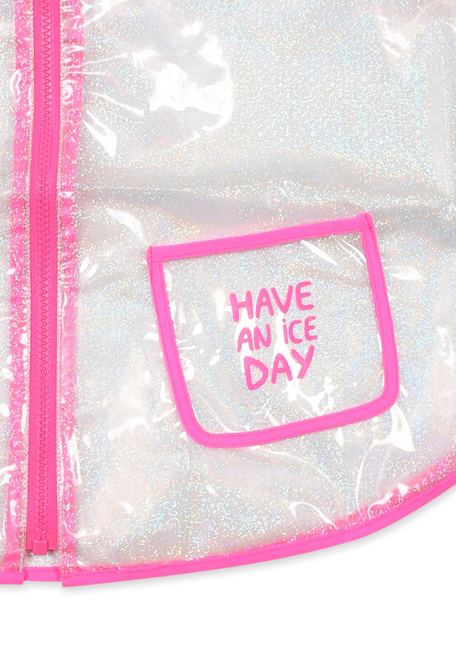 Billieblush Clear Raincoat For Baby Girl With Ice Cream In Transparent