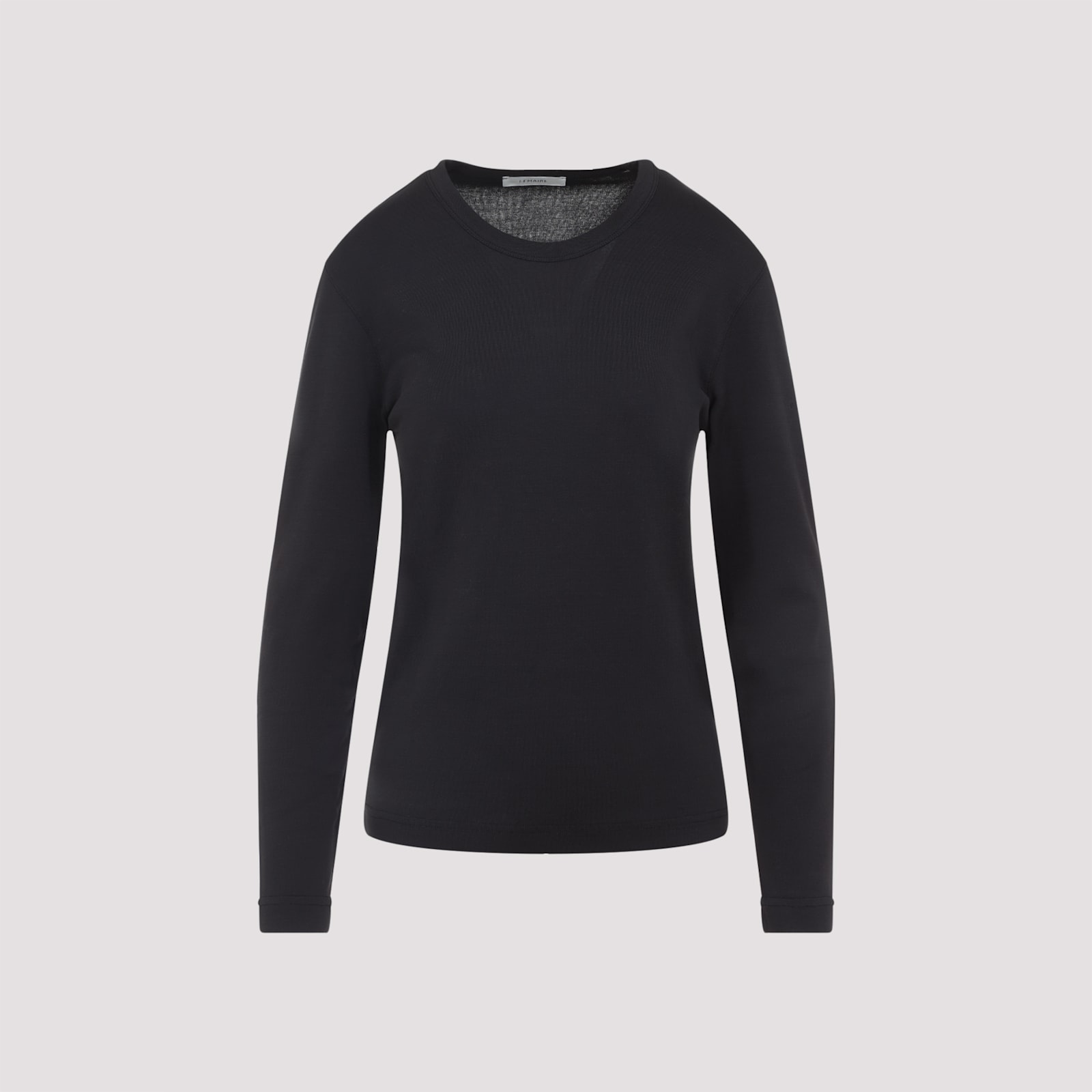 Lemaire Ribbed Crew Neck Long Sleeve Top In Black